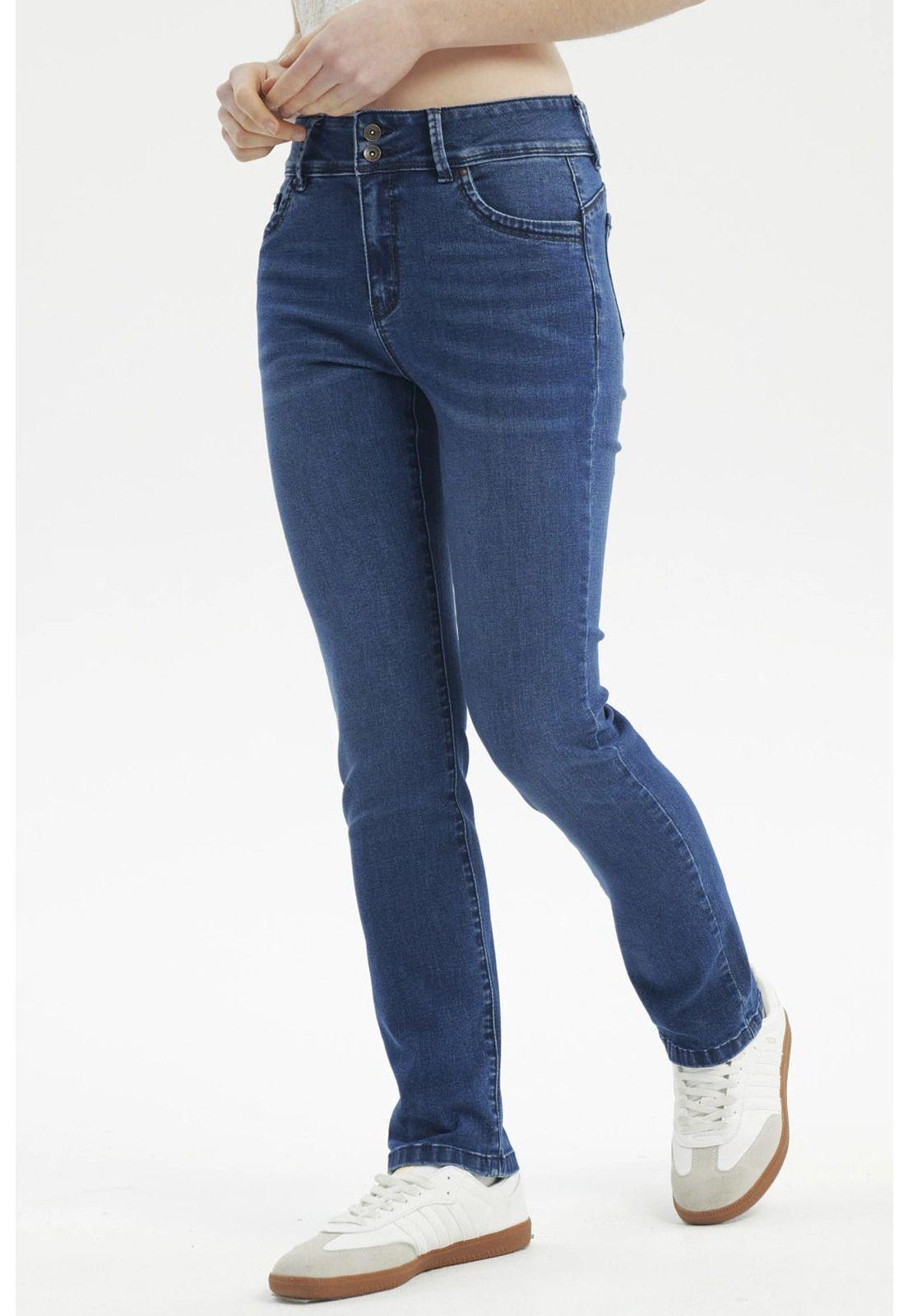 Jeans Mujer Flo Calce Recto Azul Oscuro - ll-1