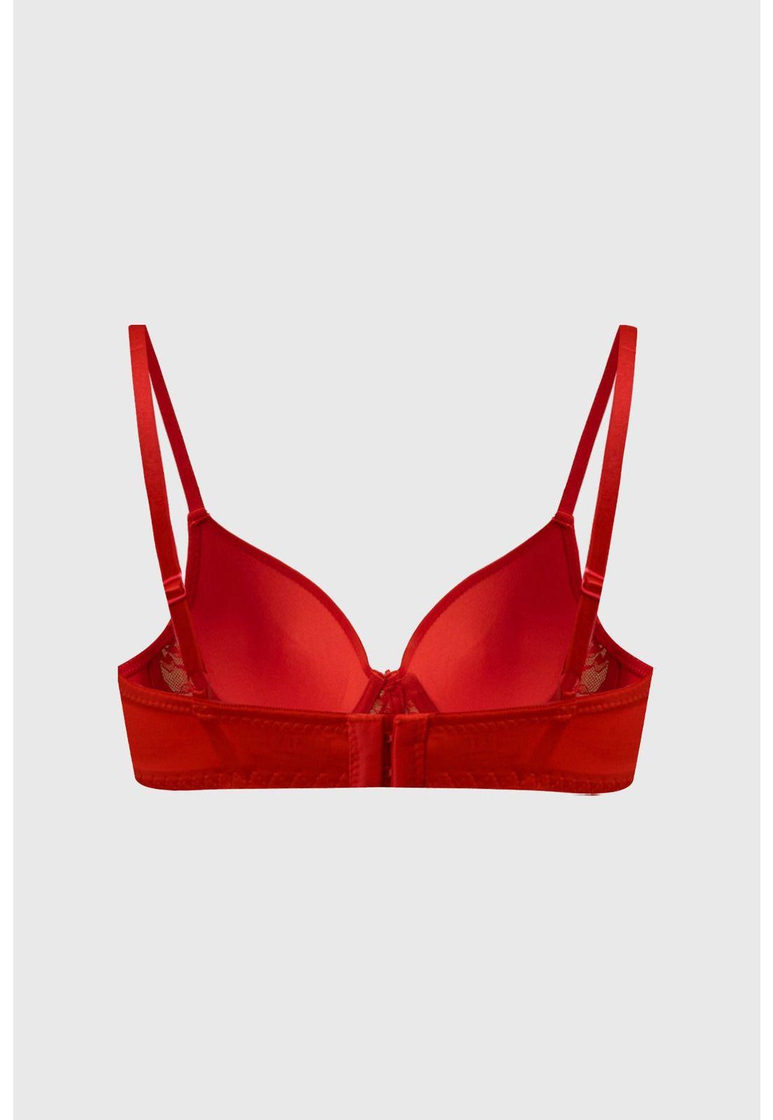 Sostén Mujer Aplicación Delantero Rojo-1