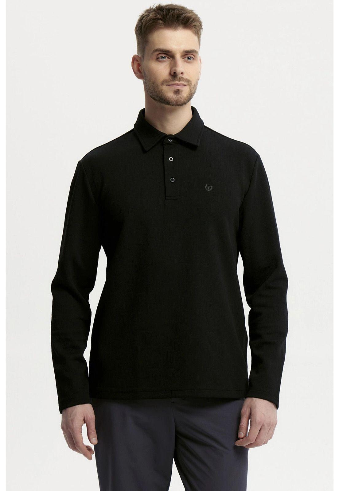 Polera Hombre Slim Cuello Polo Negro - ll-0