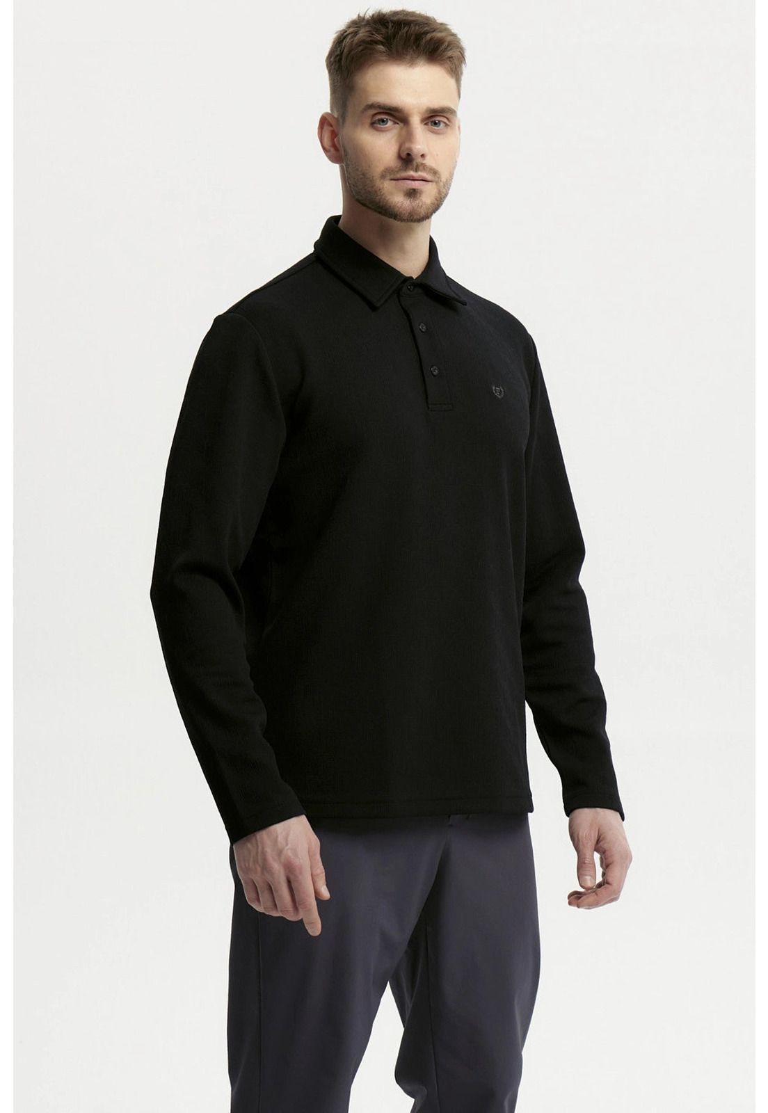 Polera Hombre Slim Cuello Polo Negro - ll-1