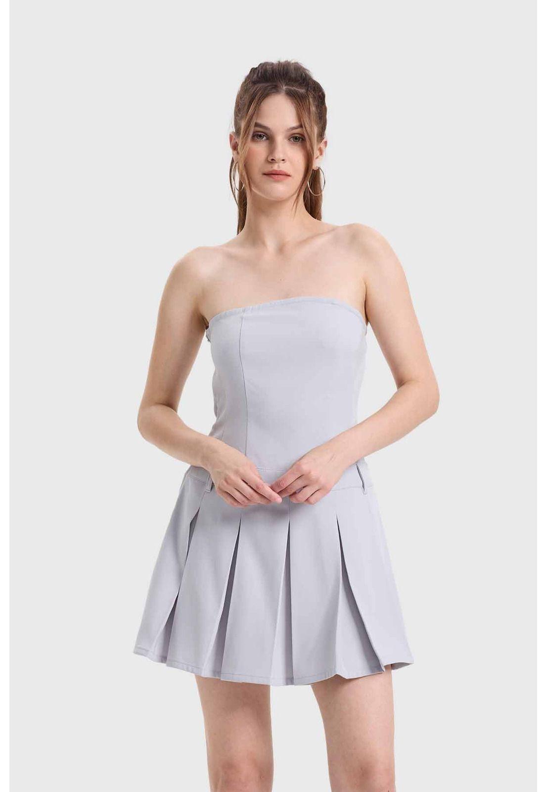 Vestido Mujer Sastrero Gris-0