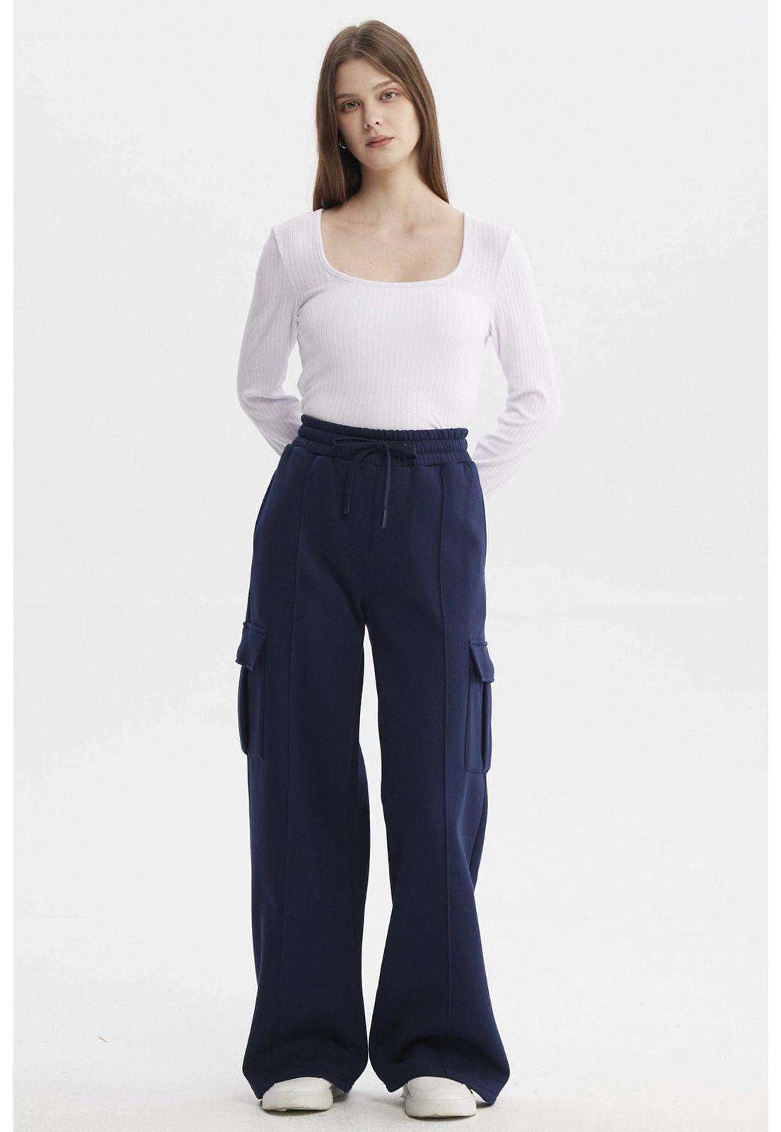 Pantalón Buzo Mujer Cargo Azul Oscuro-3