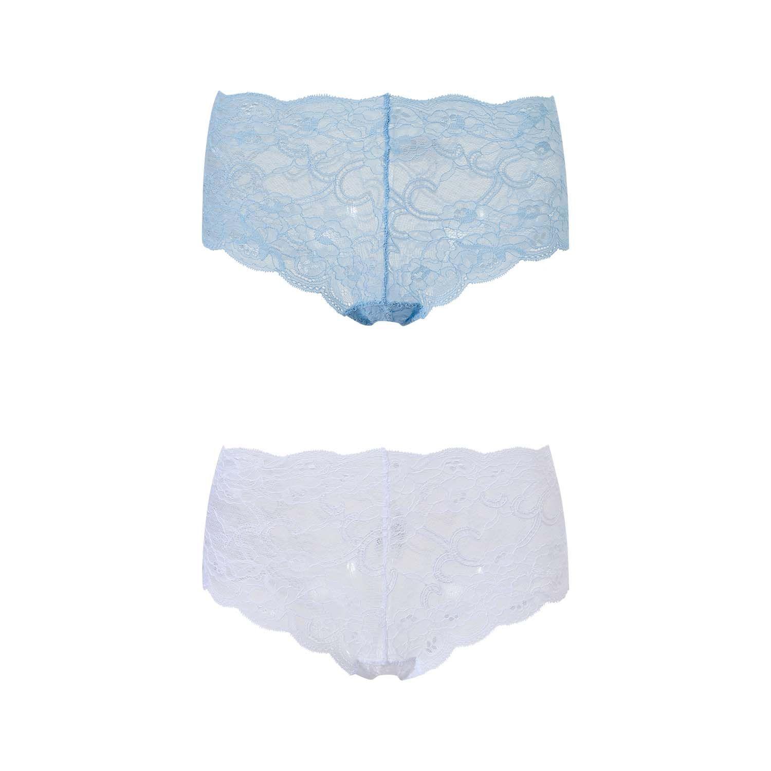 Calzón Mujer Pantaleta Bipack Full Encaje Celeste Fsp-0