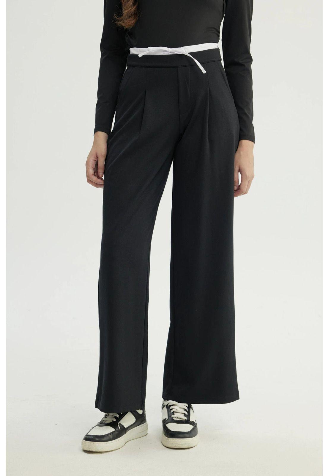 Pantalón Mujer Wide Leg Negro - XVlll-0