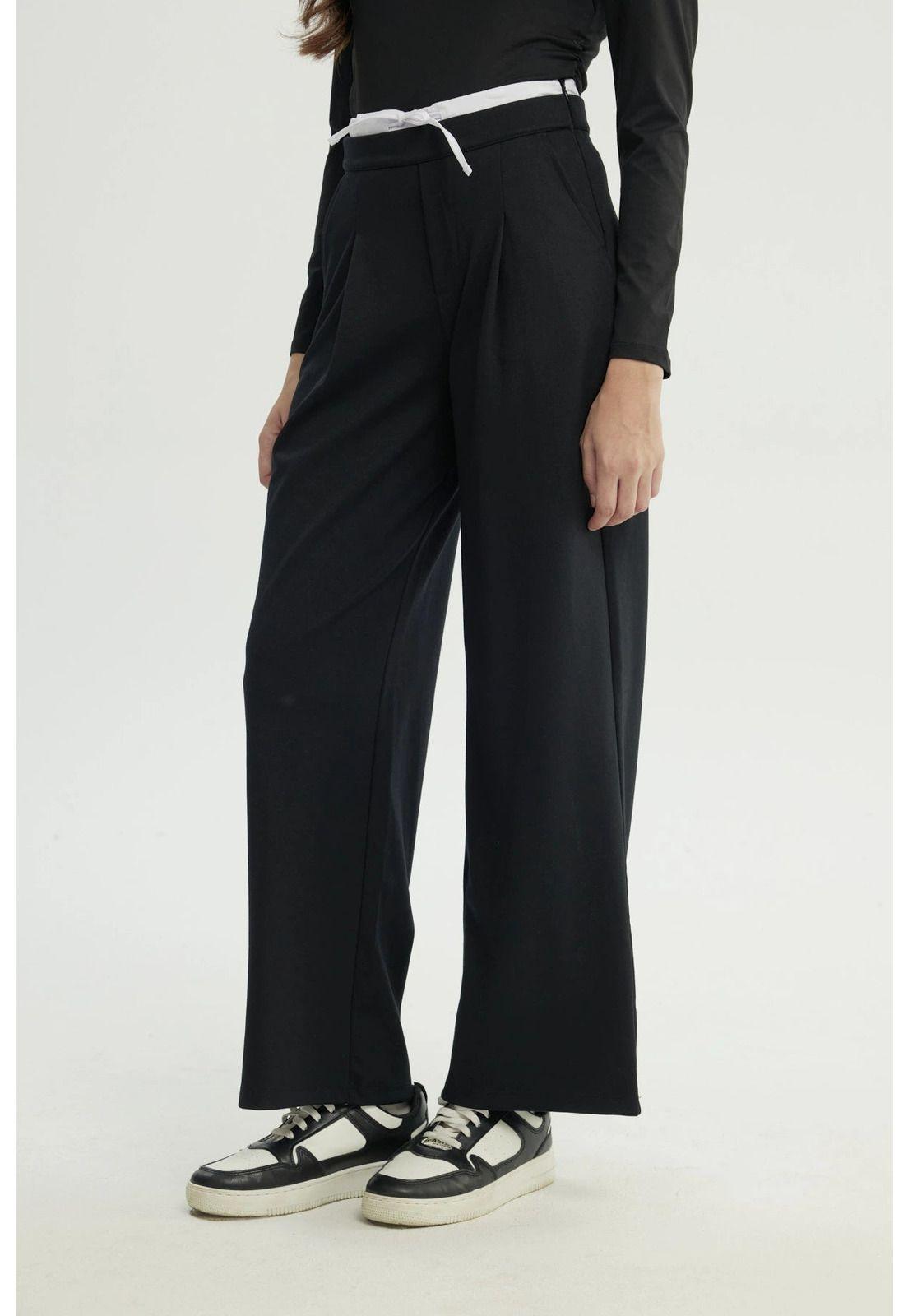 Pantalón Mujer Wide Leg Negro - XVlll-1