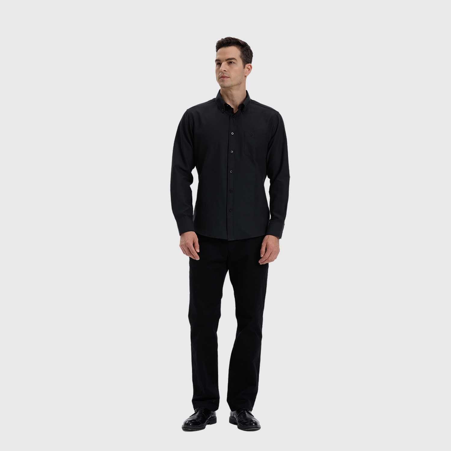 Camisa Hombre Oxford Negro-3