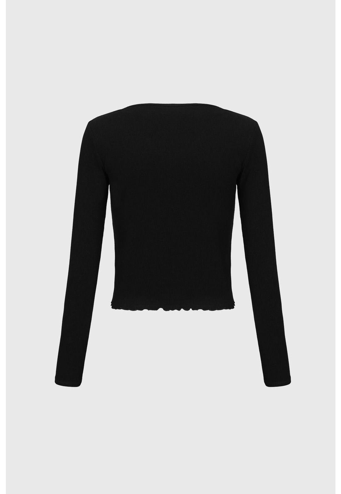 Polera Niña Recogido Delantero Negro-1