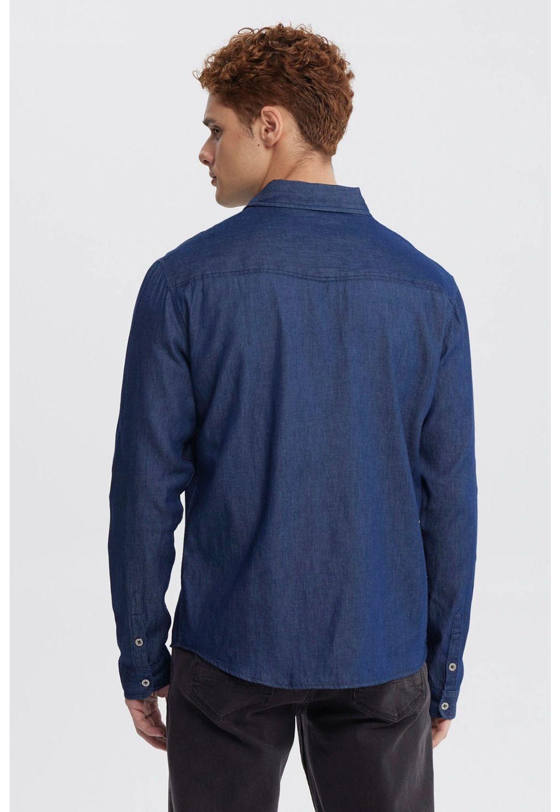 Camisa Hombre Cuello Camisero Azul - ll-2