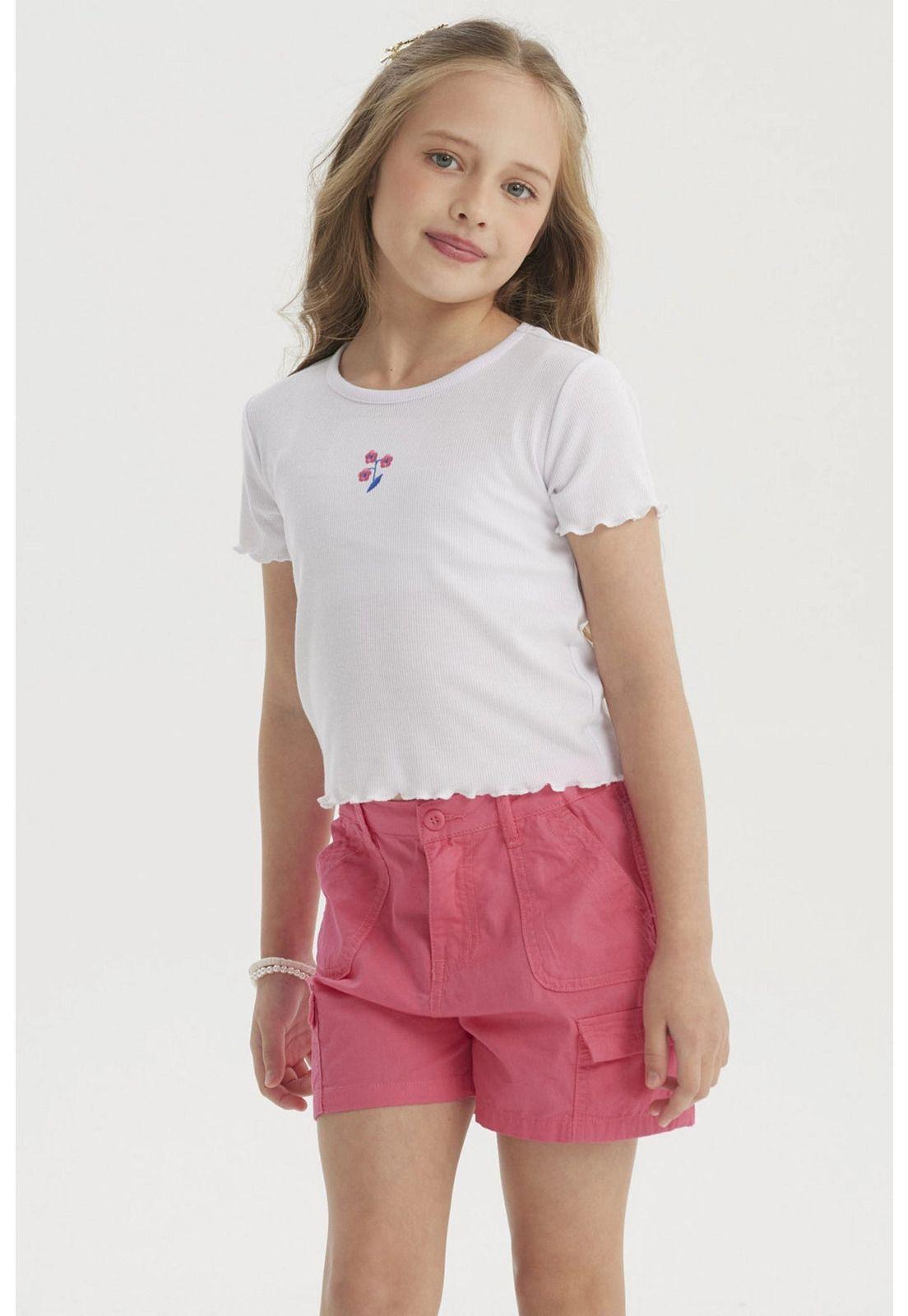 Polera Niña Rib Print Bordado Blanco-0