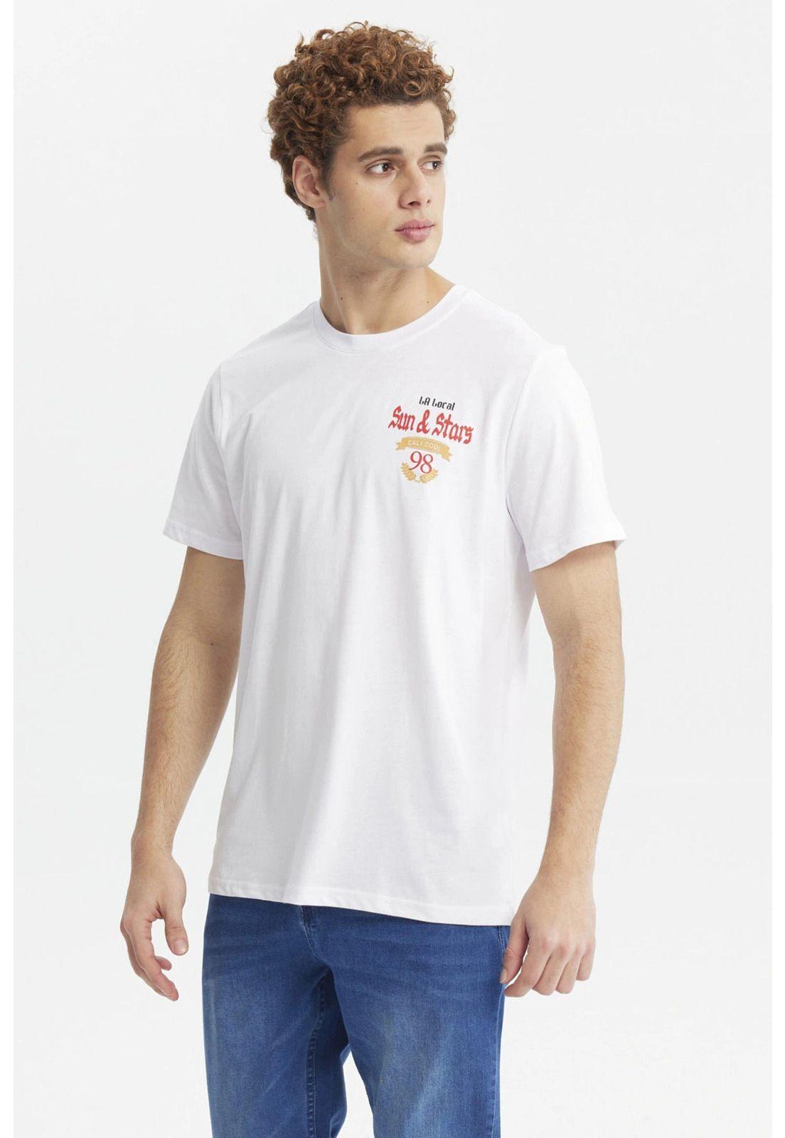 Polera Hombre Doble Print Blanco - lV-1