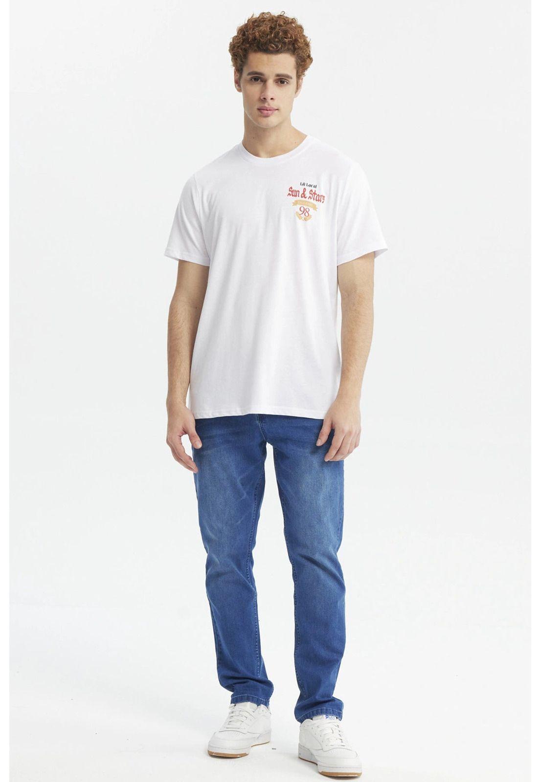 Polera Hombre Doble Print Blanco - lV-3