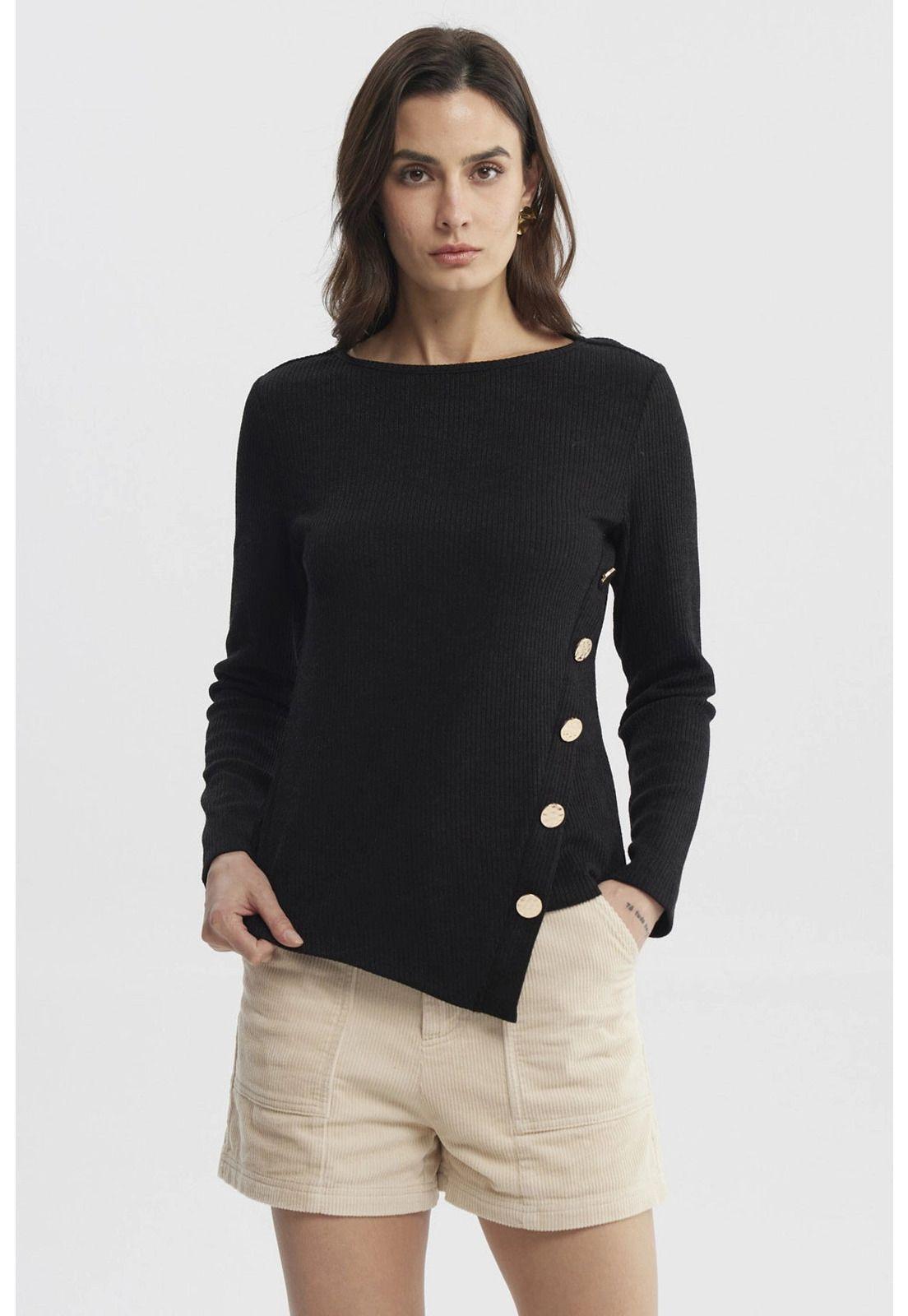 Sweater Mujer Ajustado Negro - lll-0