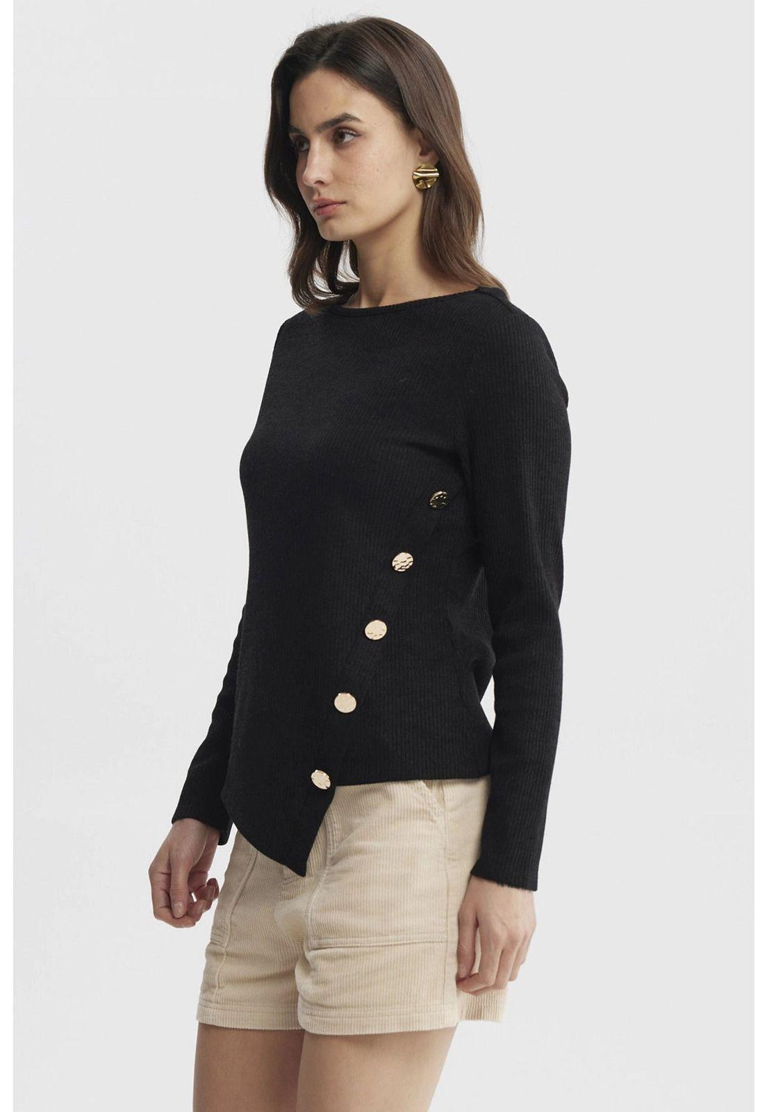 Sweater Mujer Ajustado Negro - lll-1