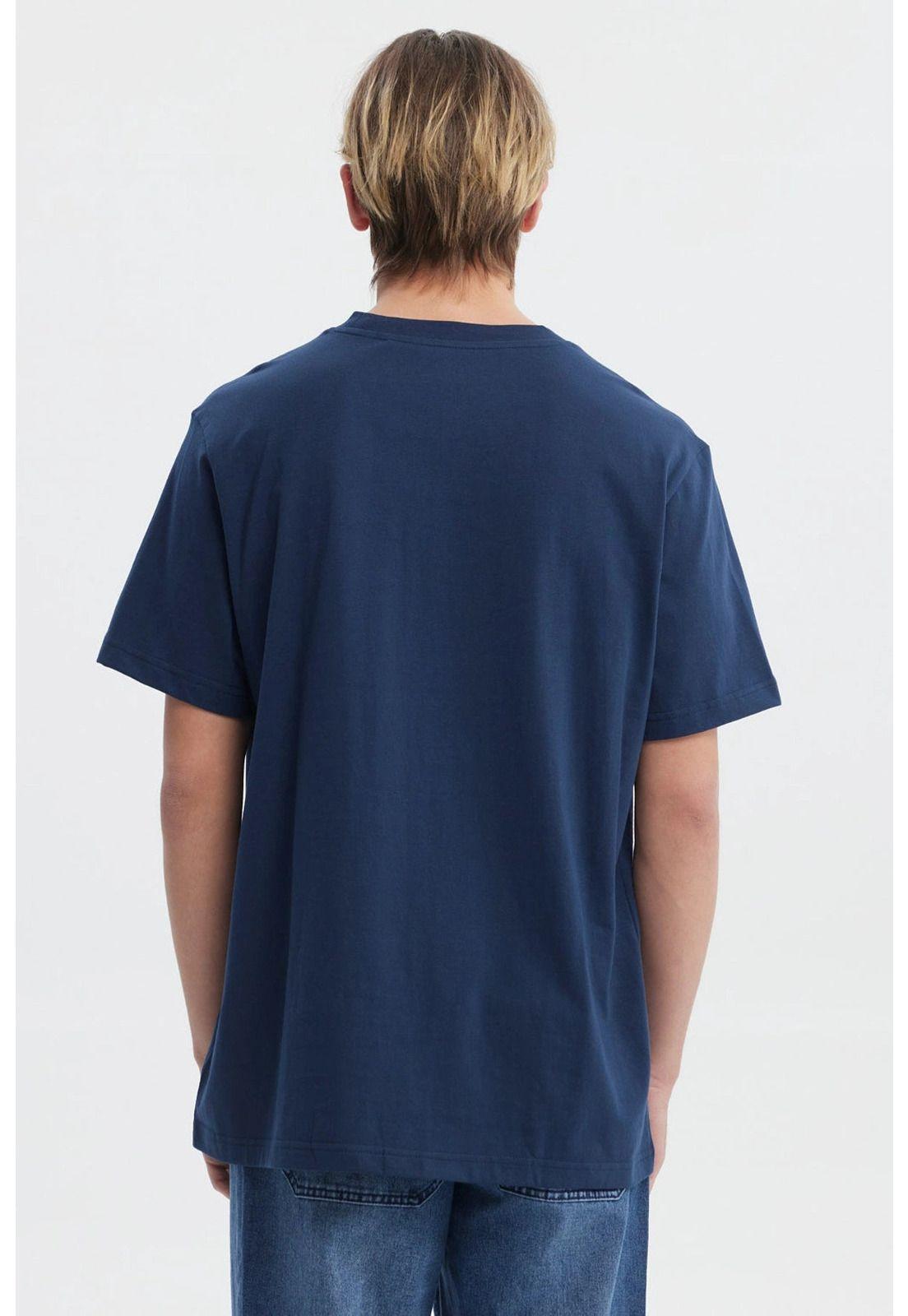 Polera Hombre Regular Fit Print College Azul-2