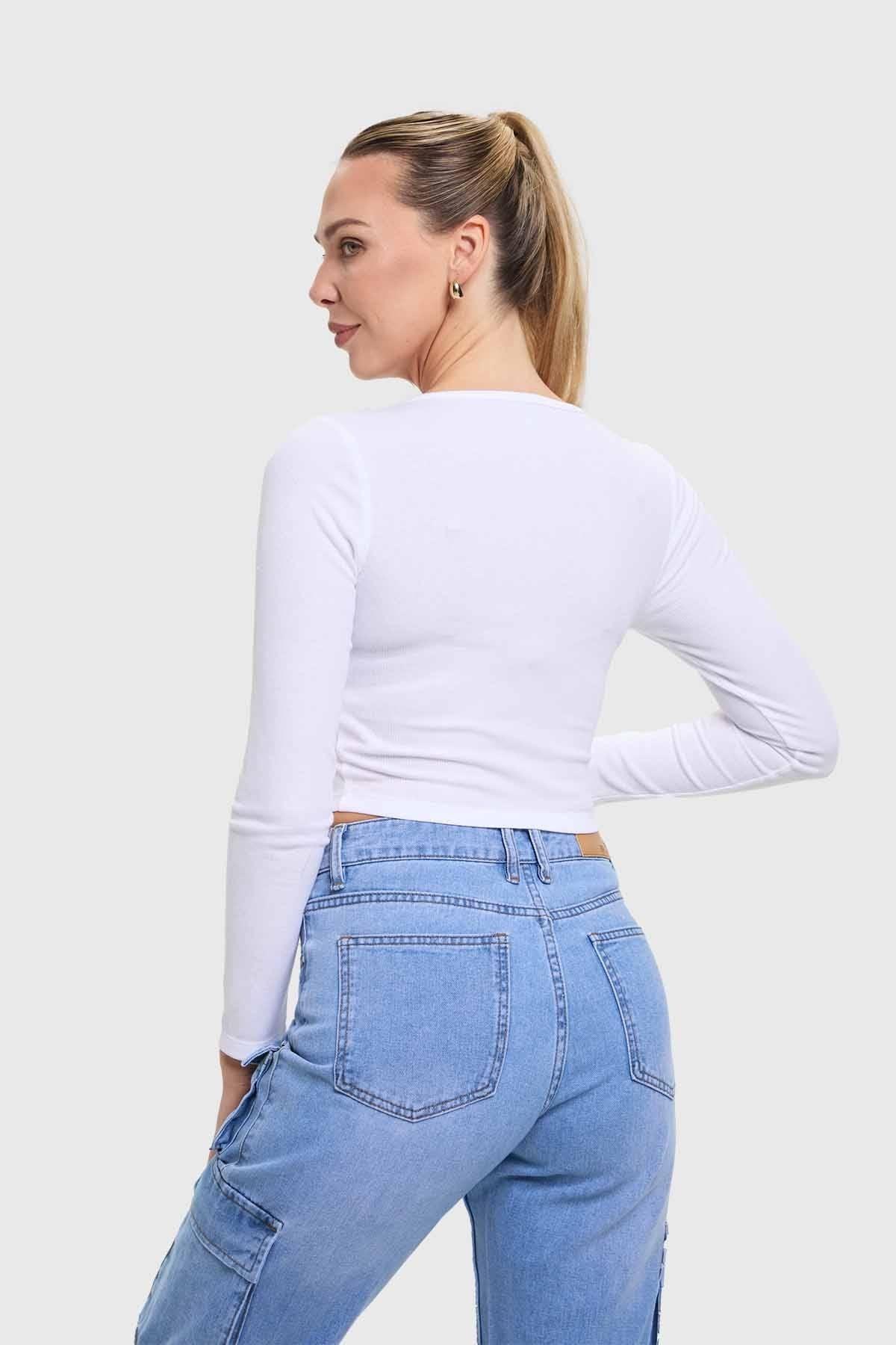 Polera Mujer Amarras Escote Blanco-2