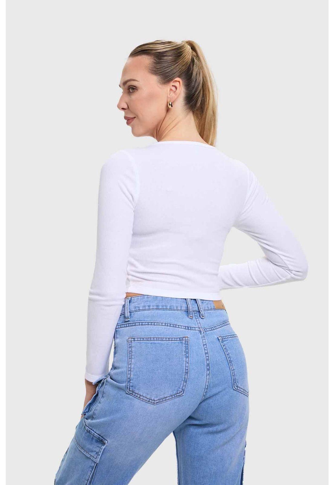 Polera Mujer Amarras Escote Blanco-2