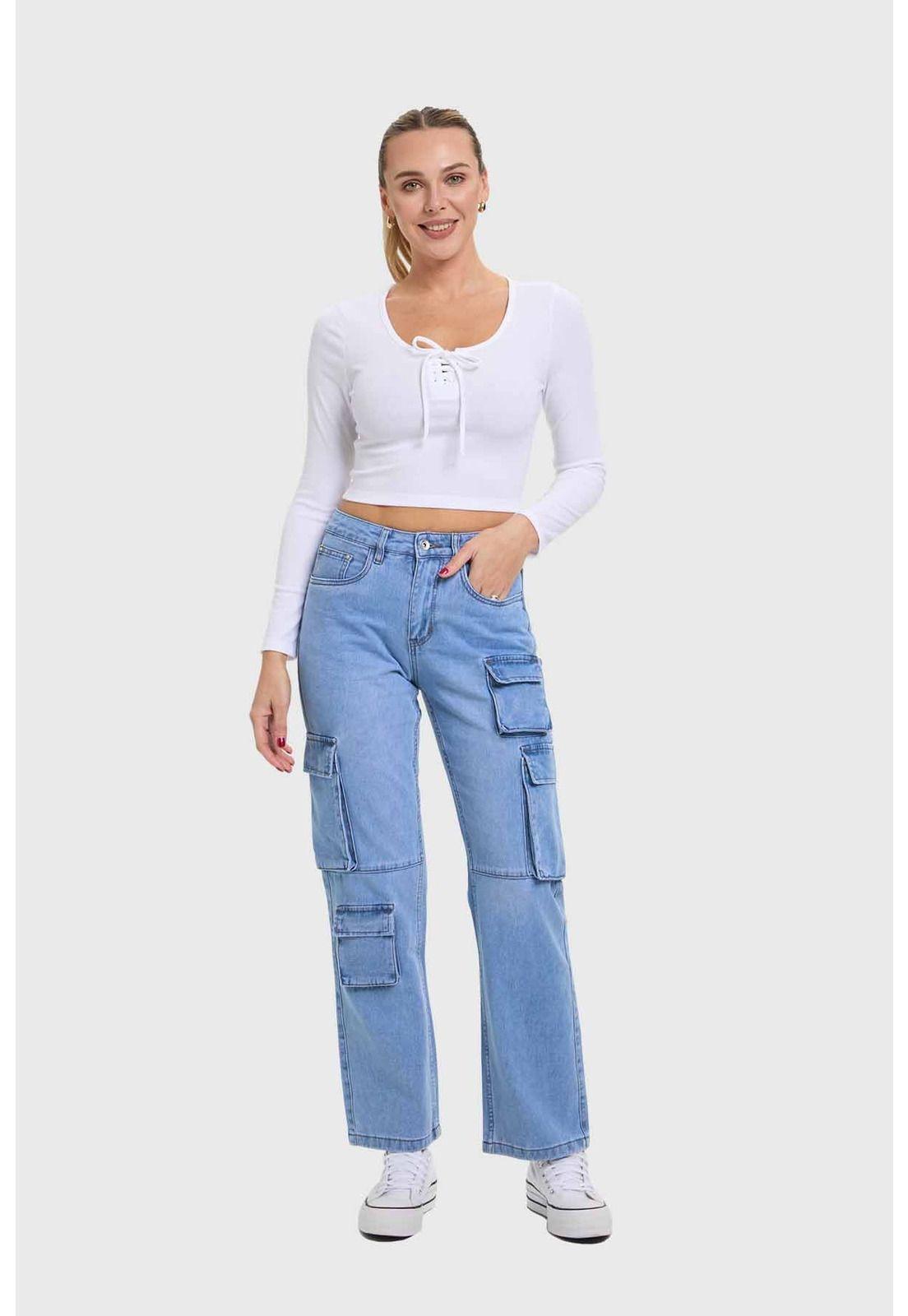 Polera Mujer Amarras Escote Blanco-3