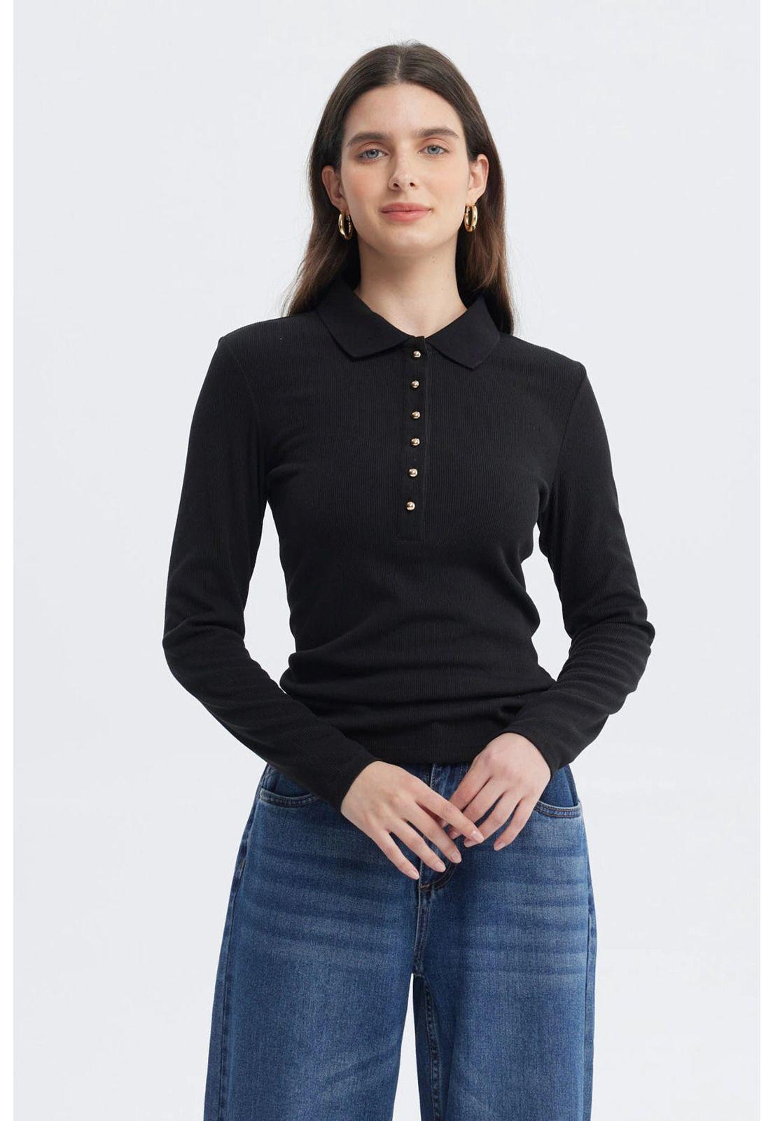 Polera Mujer Wide Leg Negro - ll-0