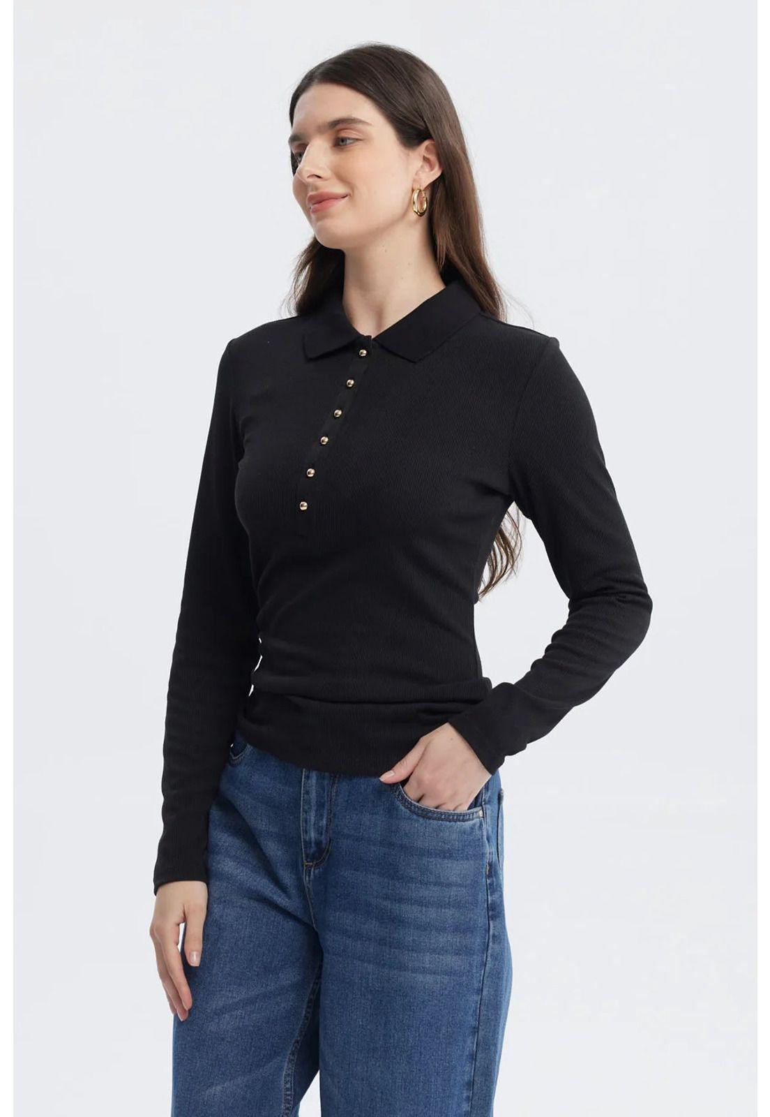 Polera Mujer Wide Leg Negro - ll-1