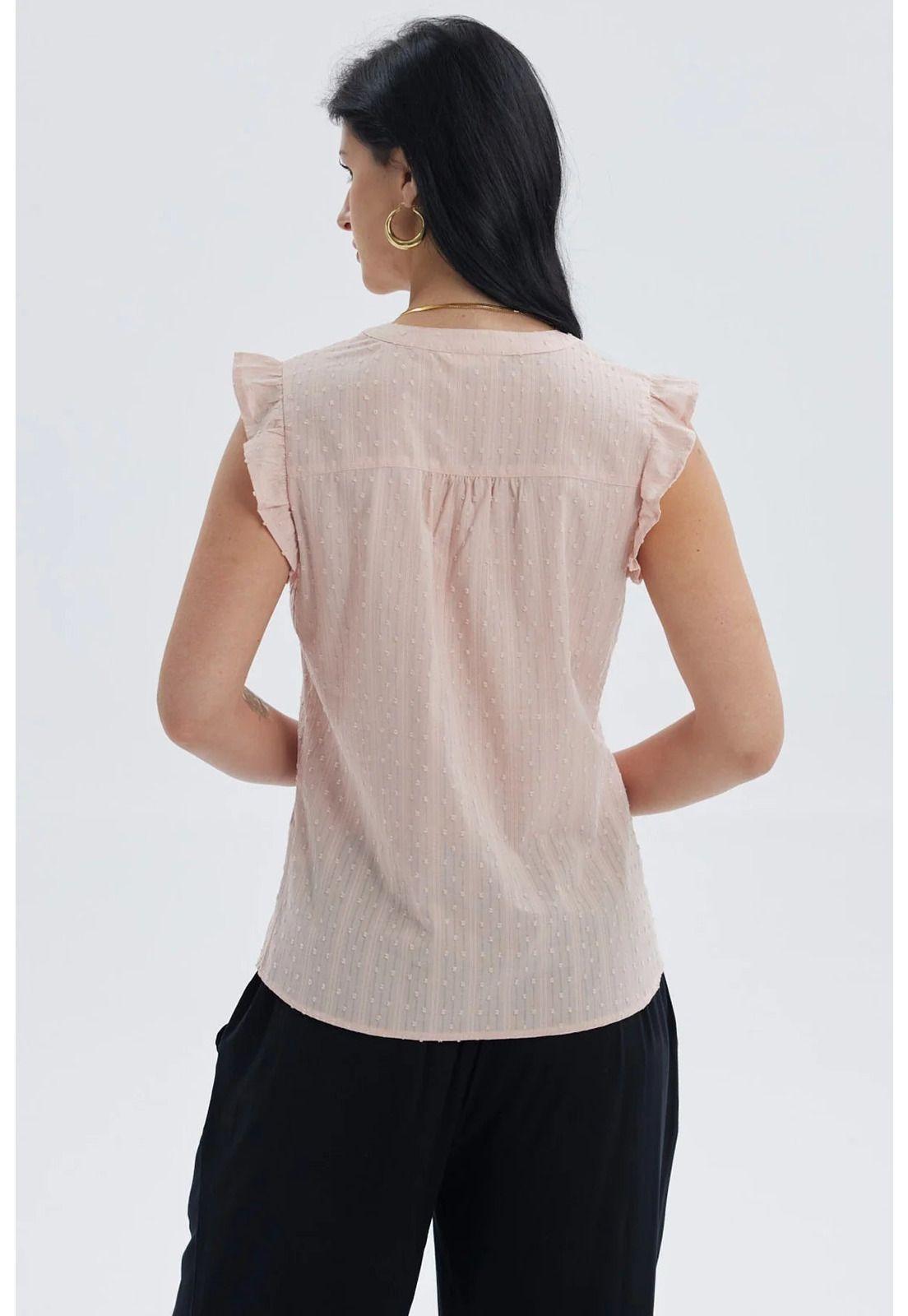 Blusa Mujer Vuelos Pata Botón Palo Rosa-2