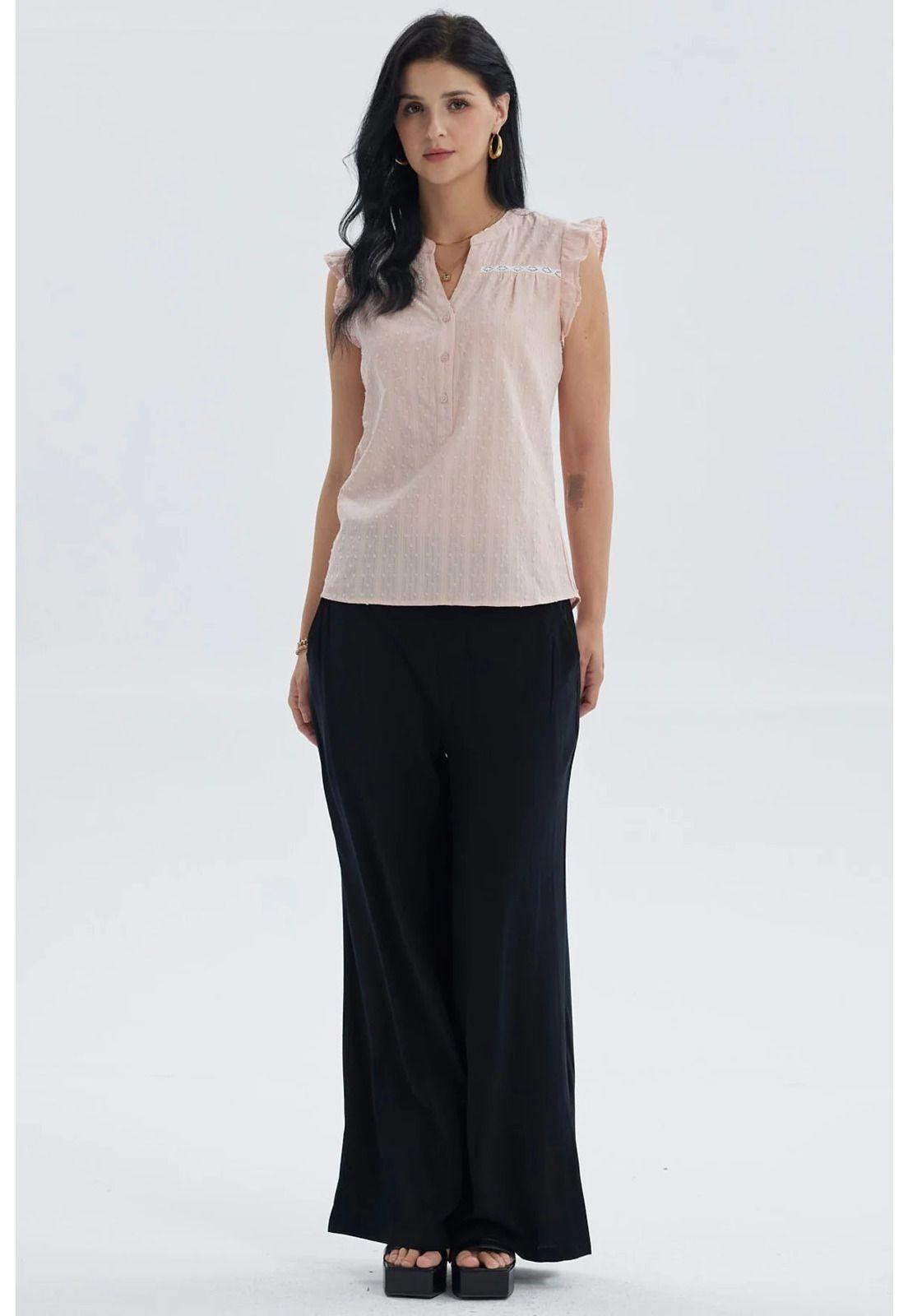 Blusa Mujer Vuelos Pata Botón Palo Rosa-3