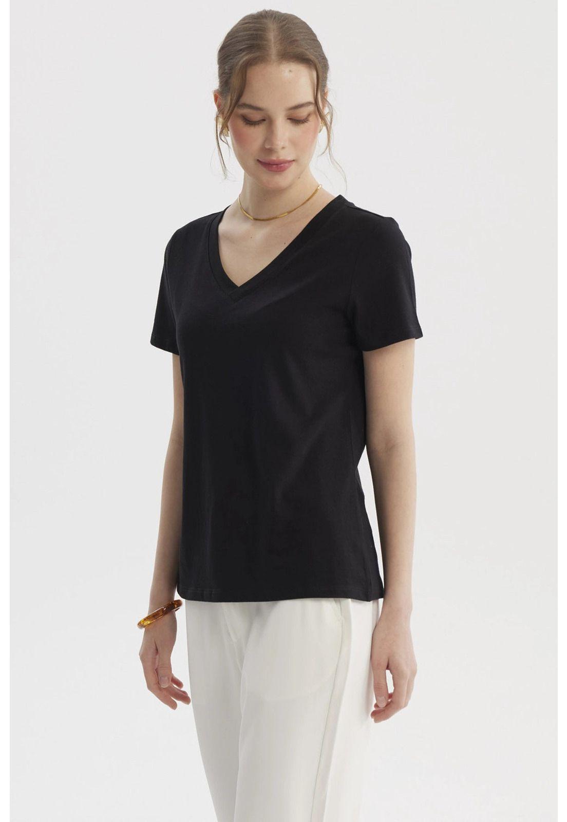 Polera Mujer Lisa Algodón Negro-1