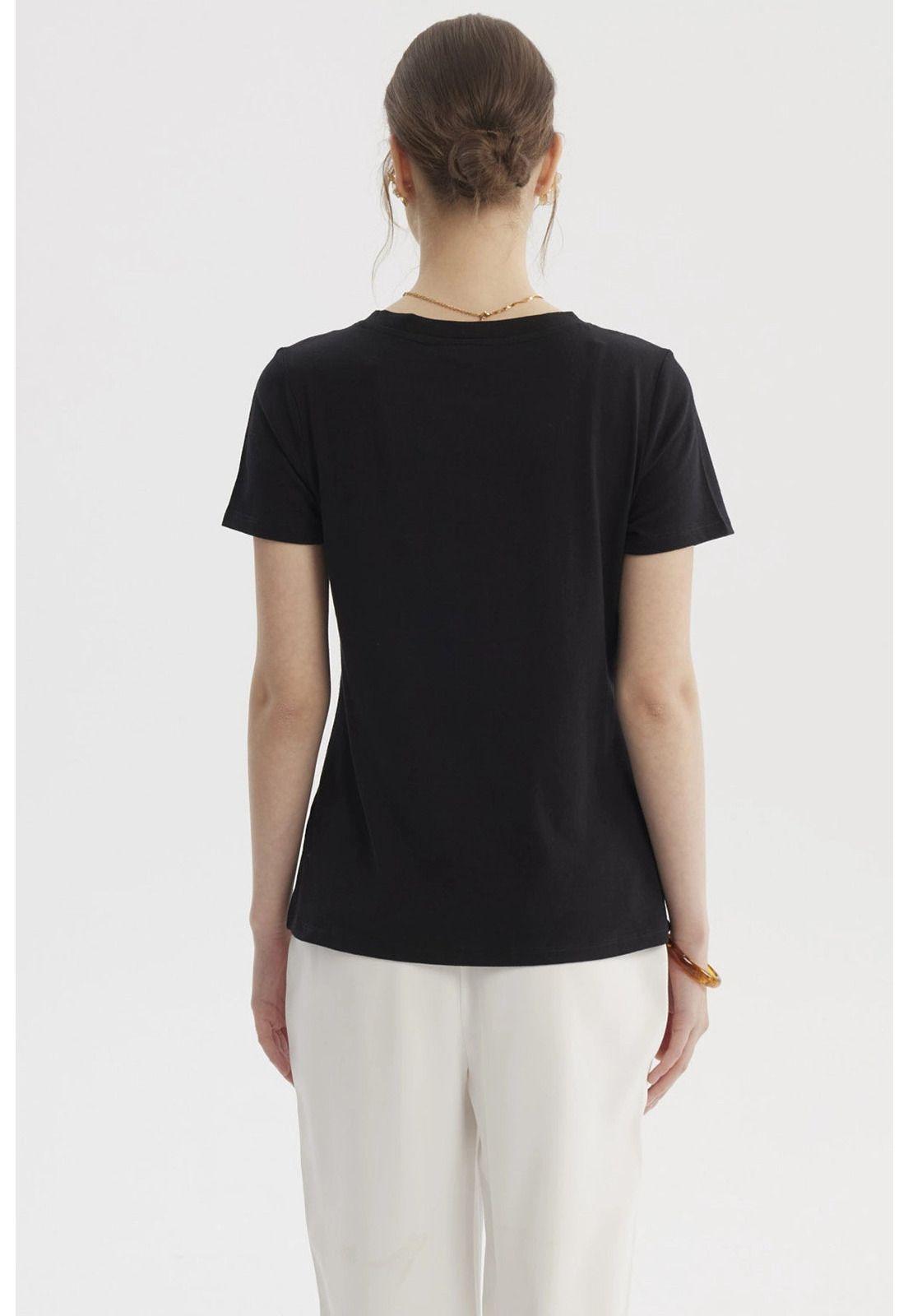 Polera Mujer Lisa Algodón Negro-2