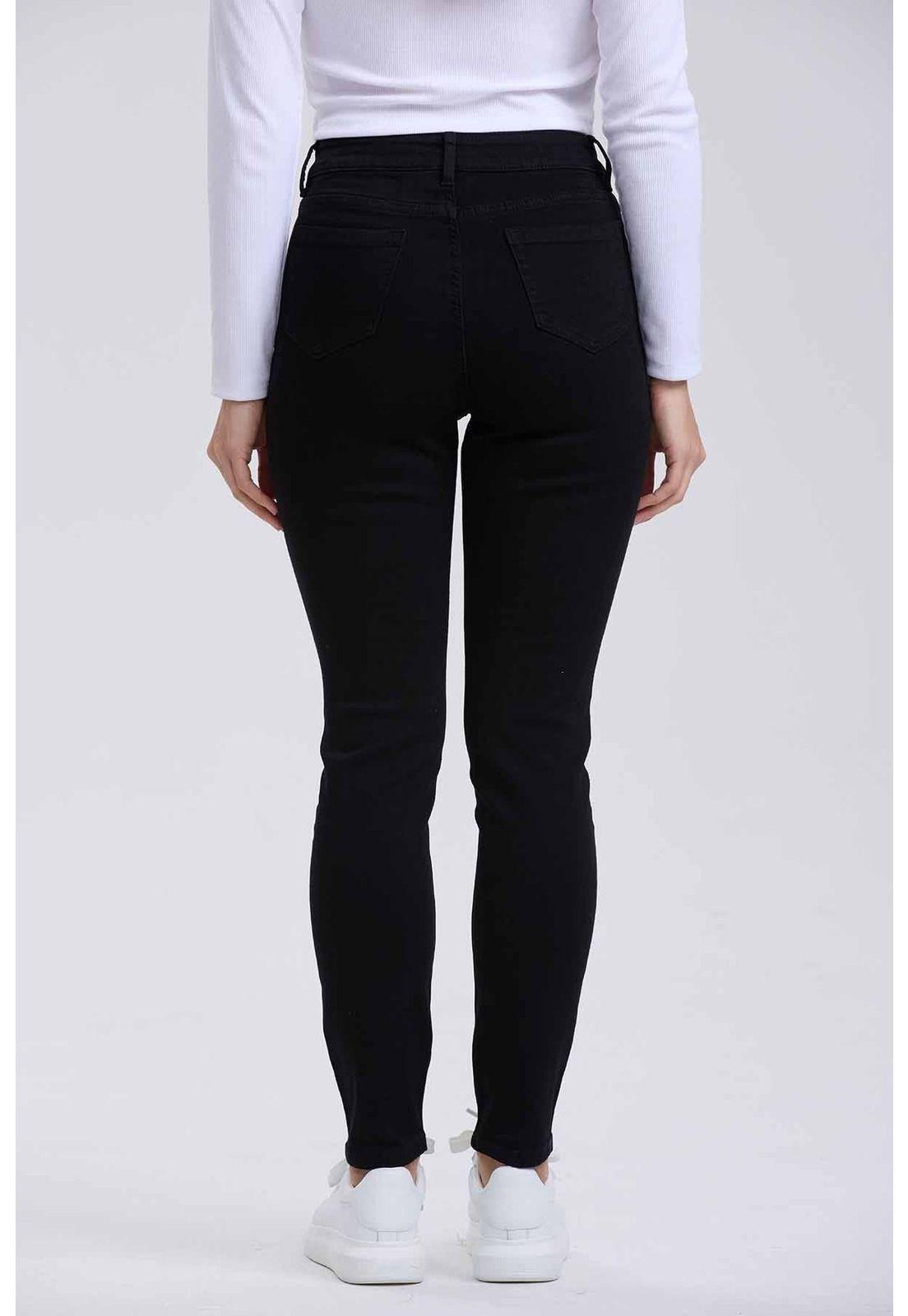 Jeans Mujer Skinny Con Polar Negro-2