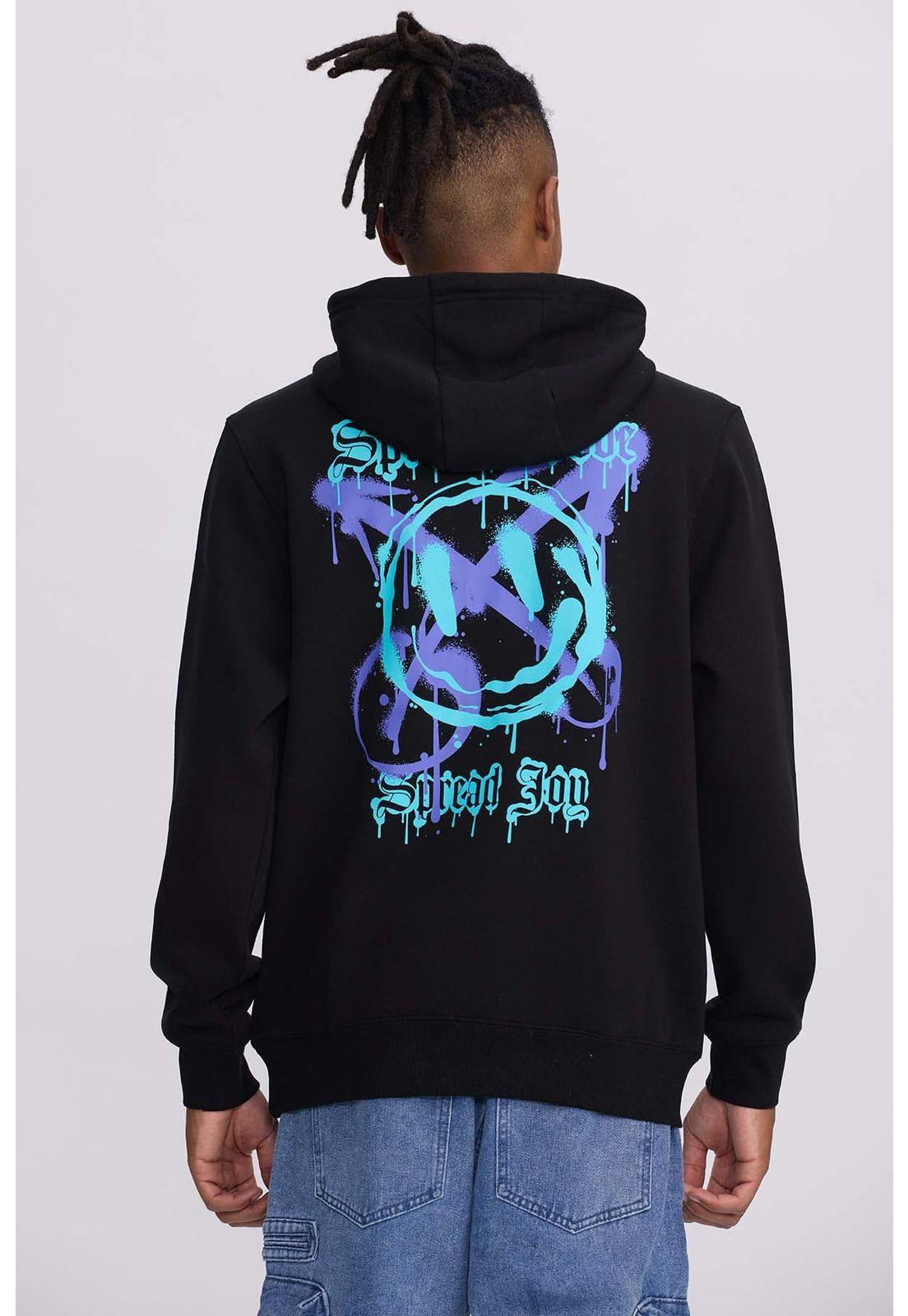 Polerón Hombre Print Smile Night Negro-1