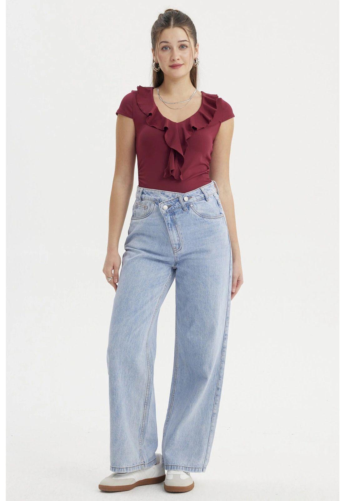 Polera Mujer Con Vuelos Rojo-3