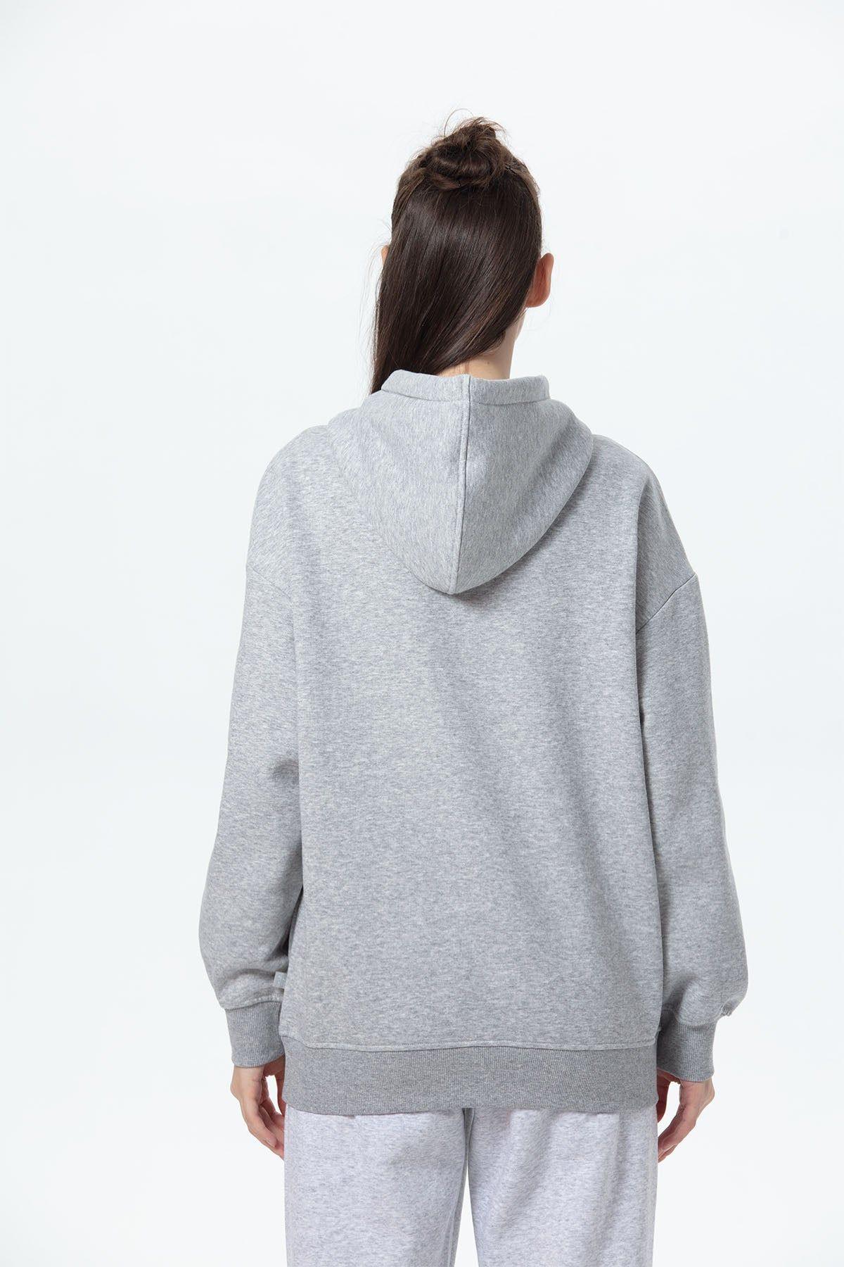 Polerón Mujer Oversize Print Gris Melange-2