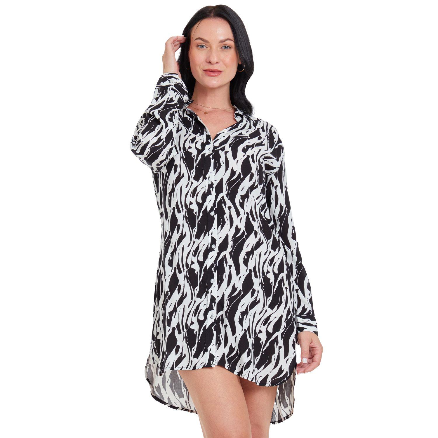 Blusa Camisera Long Fit Crudo Mujer-0