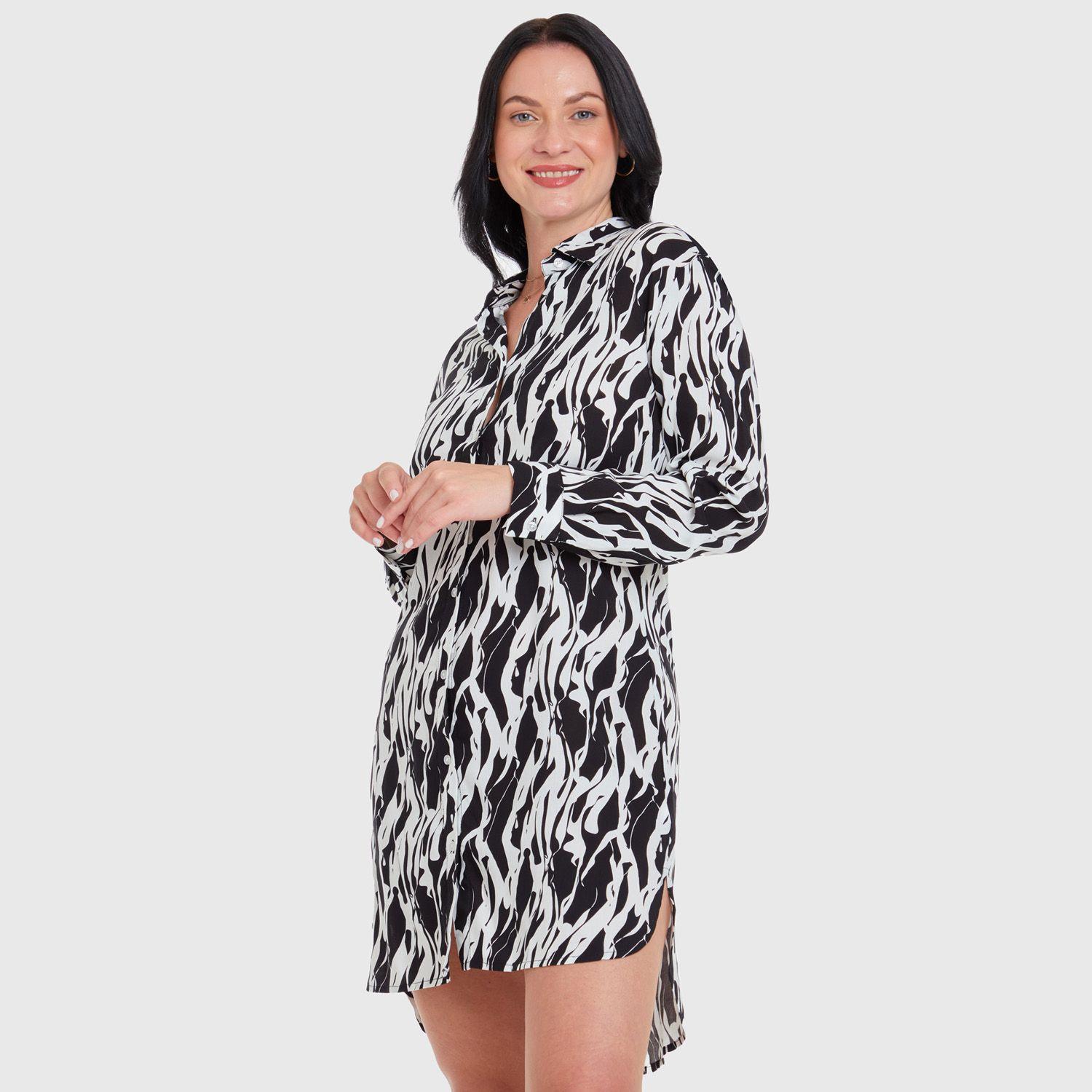 Blusa Camisera Long Fit Crudo Mujer-1