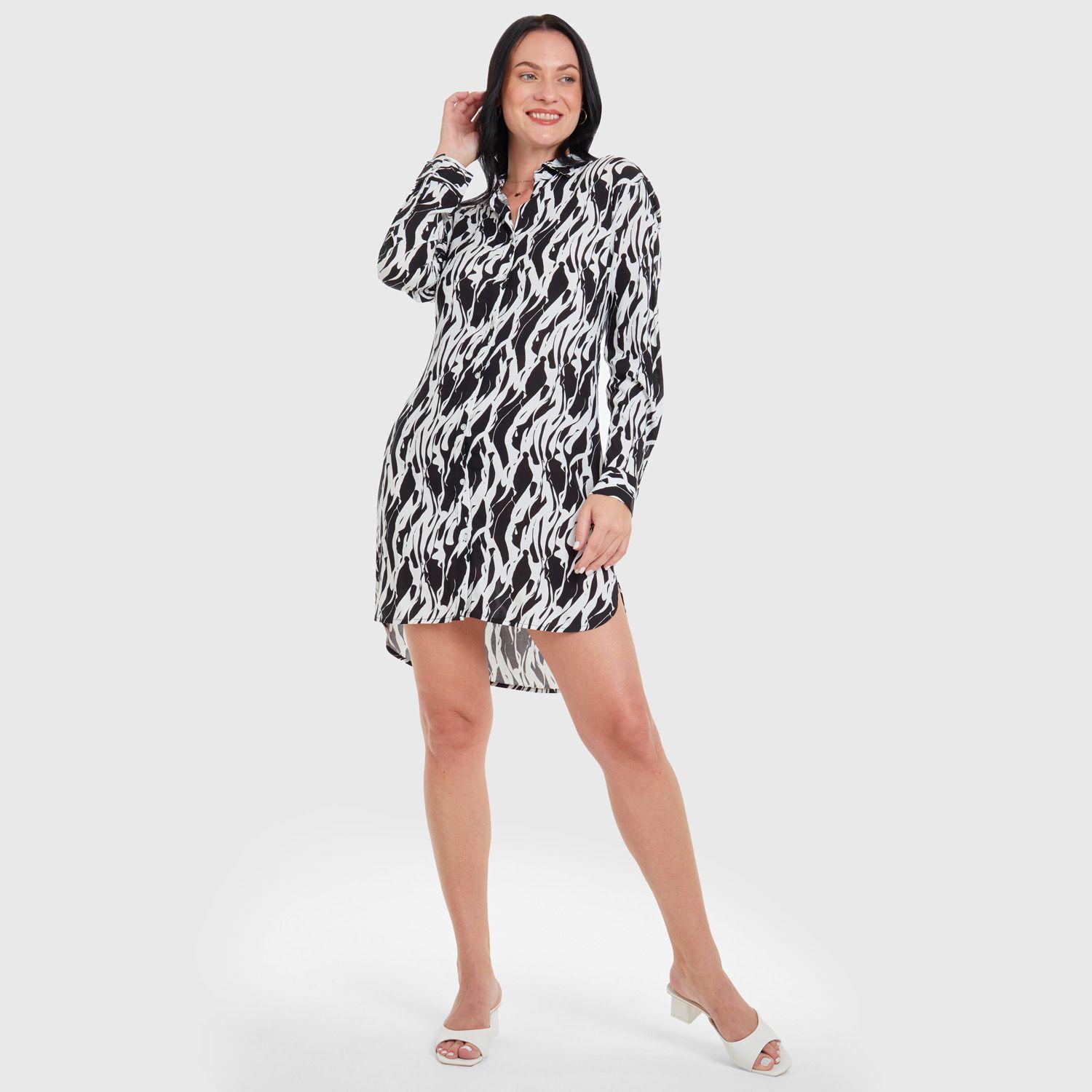 Blusa Camisera Long Fit Crudo Mujer-3