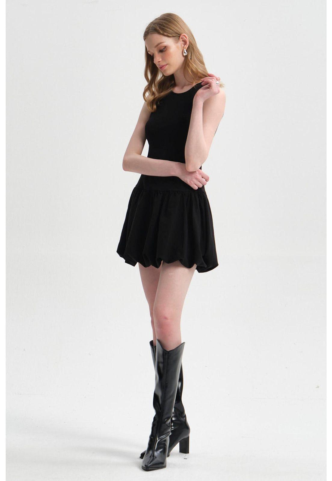 Vestido Mujer Globo Negro-2