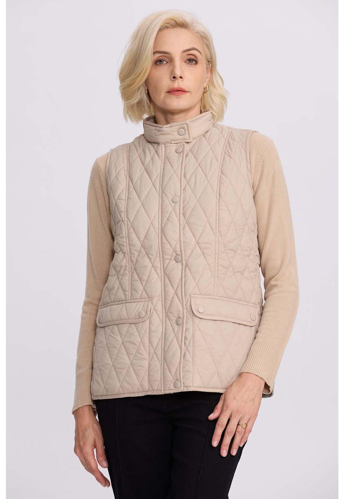 Parka Mujer Bolsillo Parche Beige-1