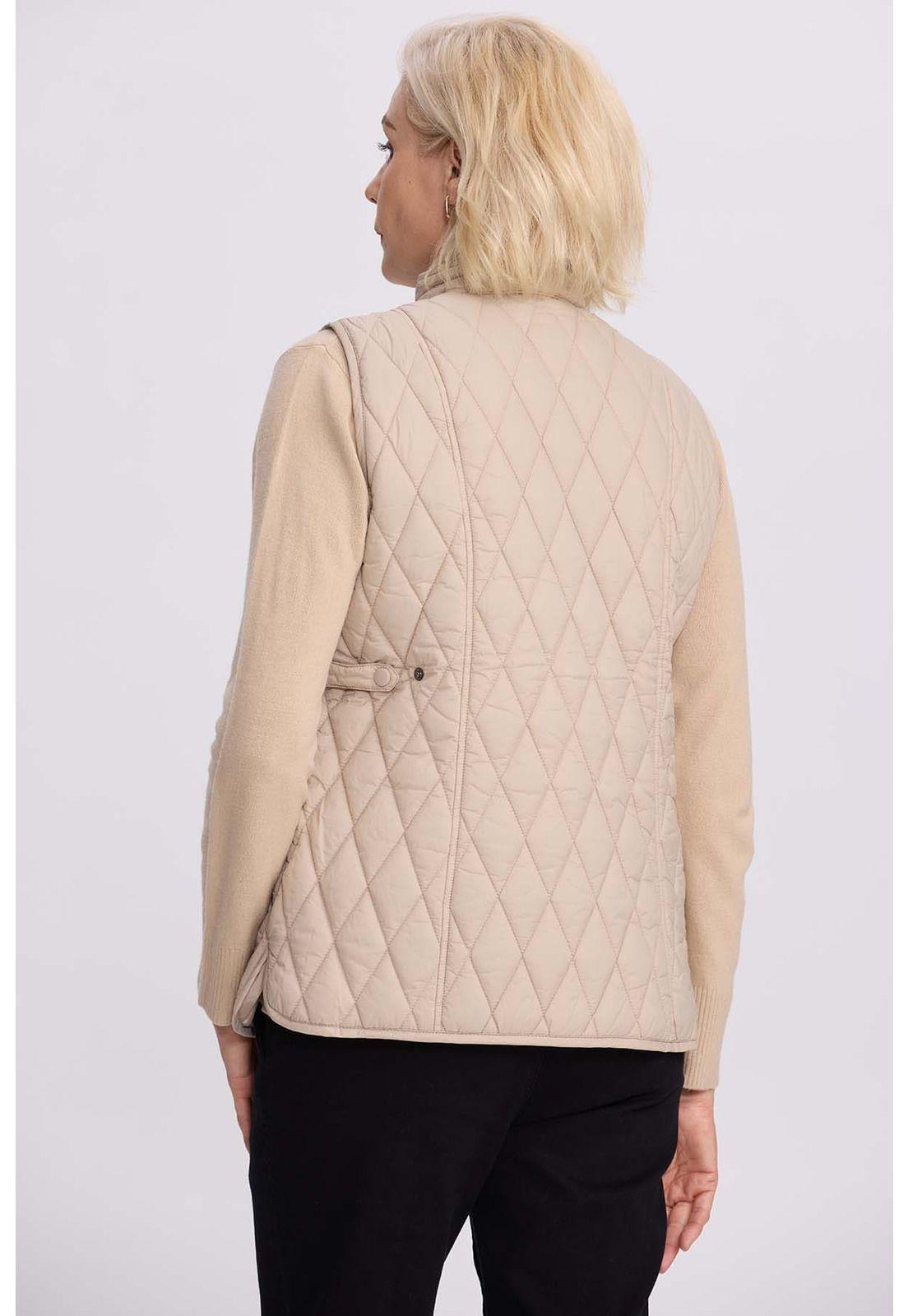 Parka Mujer Bolsillo Parche Beige-2