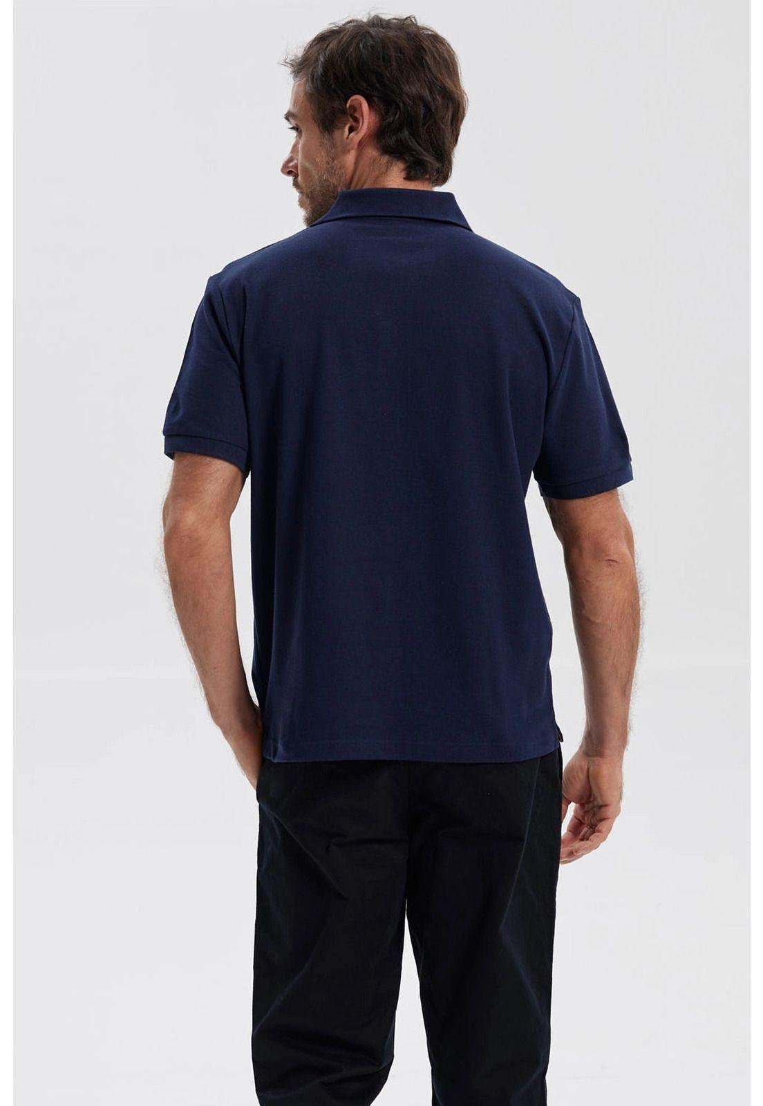 Polera Hombre Piqué Básica Lisa Azul Marino - ll-2