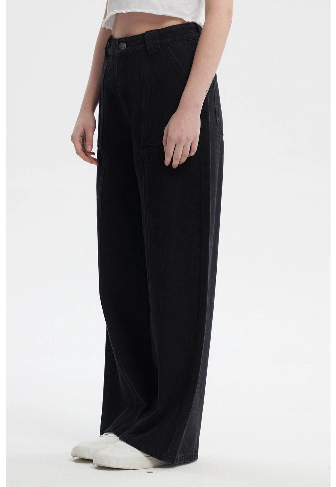 Jeans Mujer Wide Leg Negro - ll-1