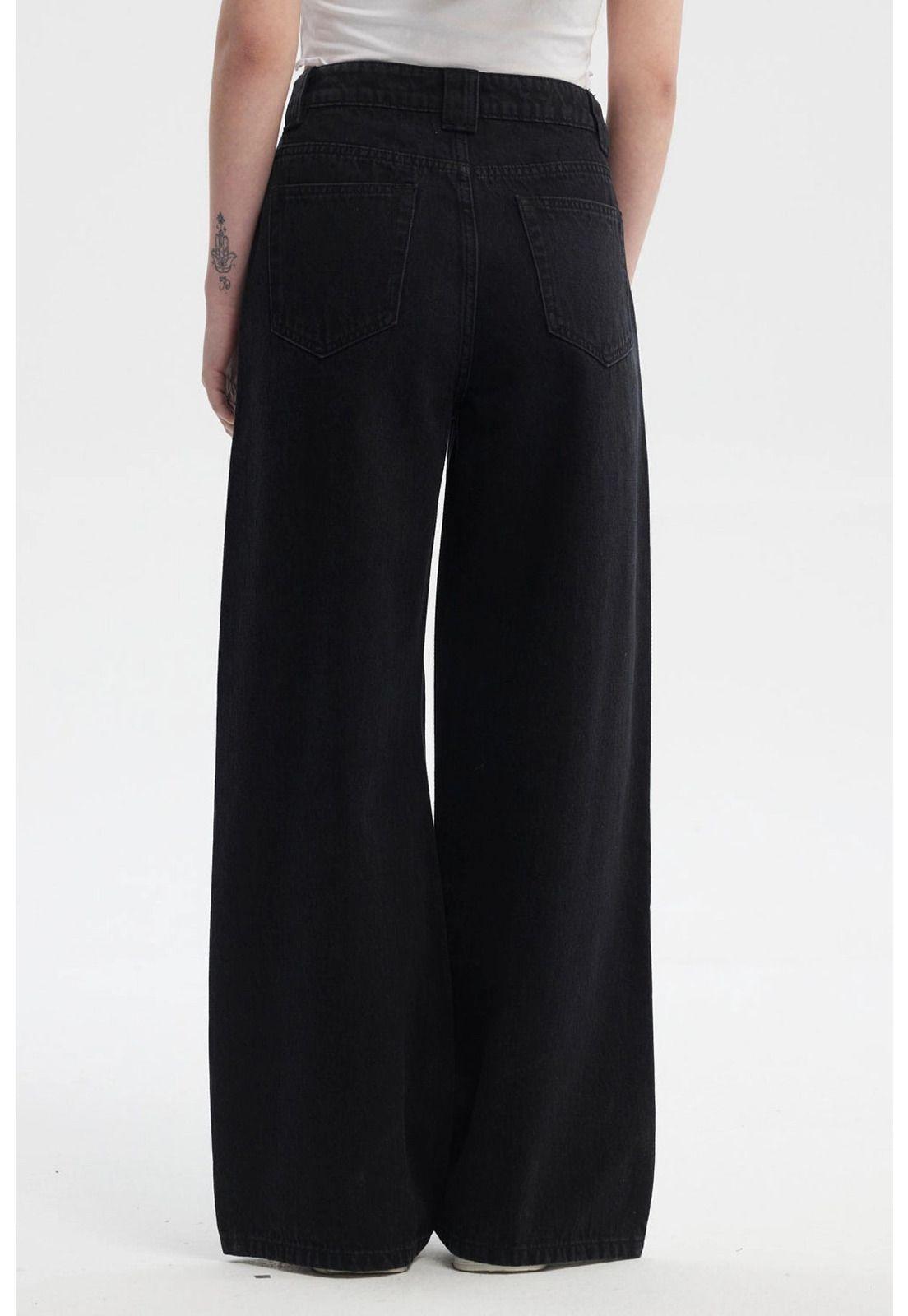 Jeans Mujer Wide Leg Negro - ll-2