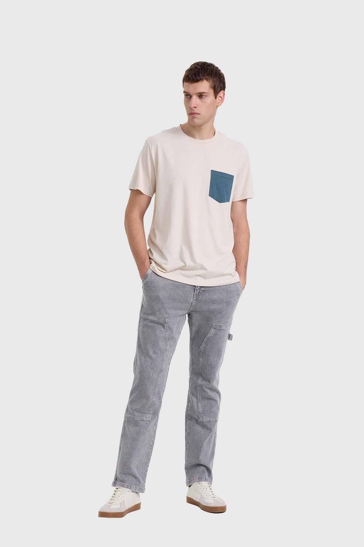 Polera Hombre Con Bolsillo Beige / Verde-3