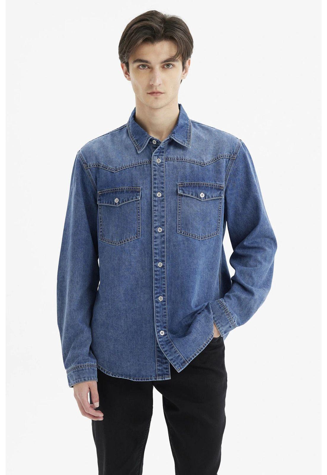 Camisa Hombre Clásica Dallas Azul - ll-0