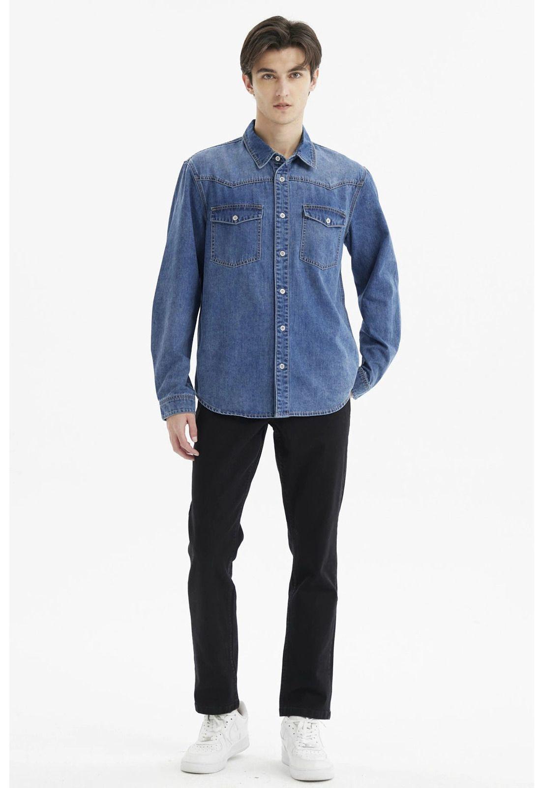 Camisa Hombre Clásica Dallas Azul - ll-3