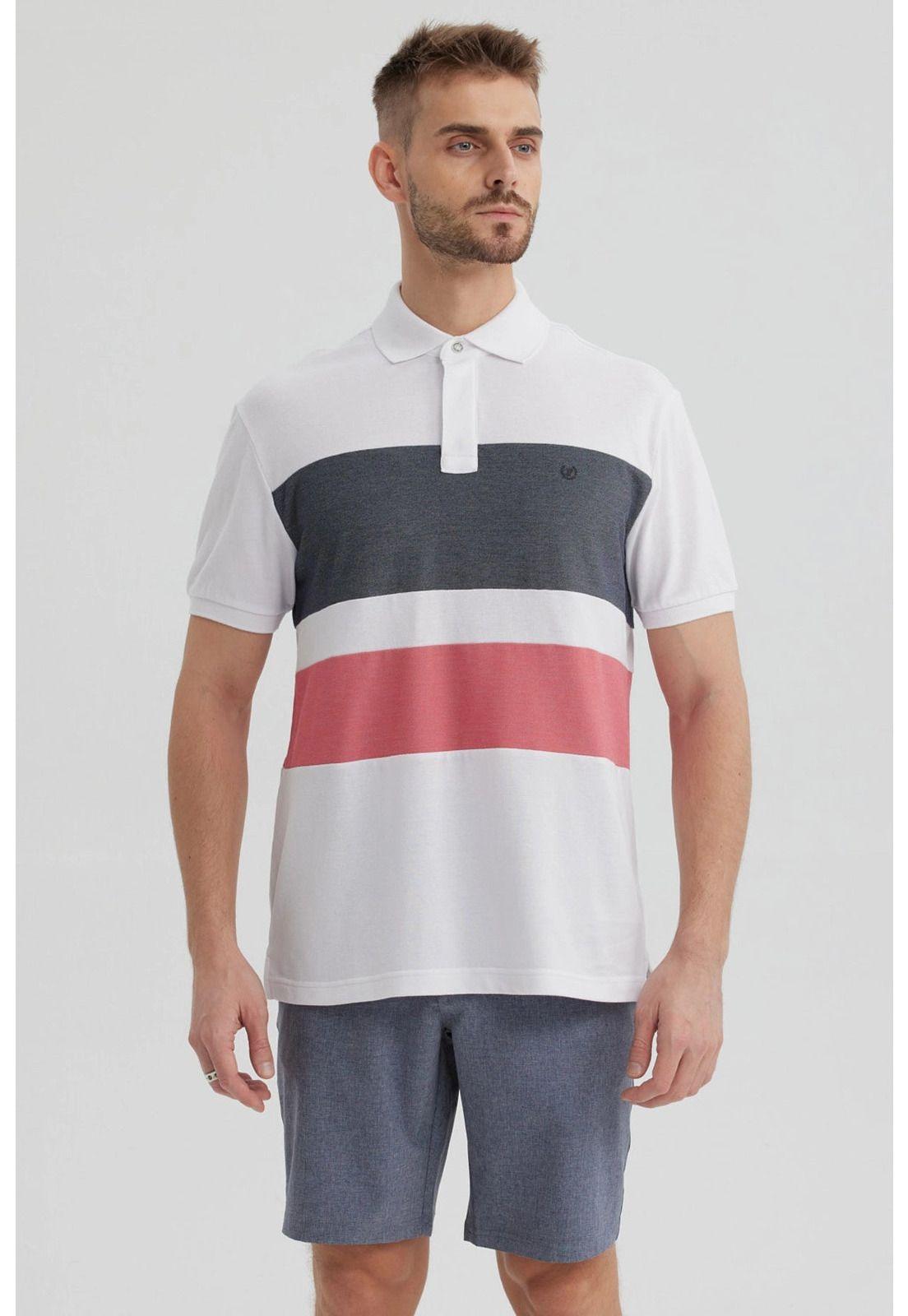 Polera Hombre Franjas Horizontales Rojo-0