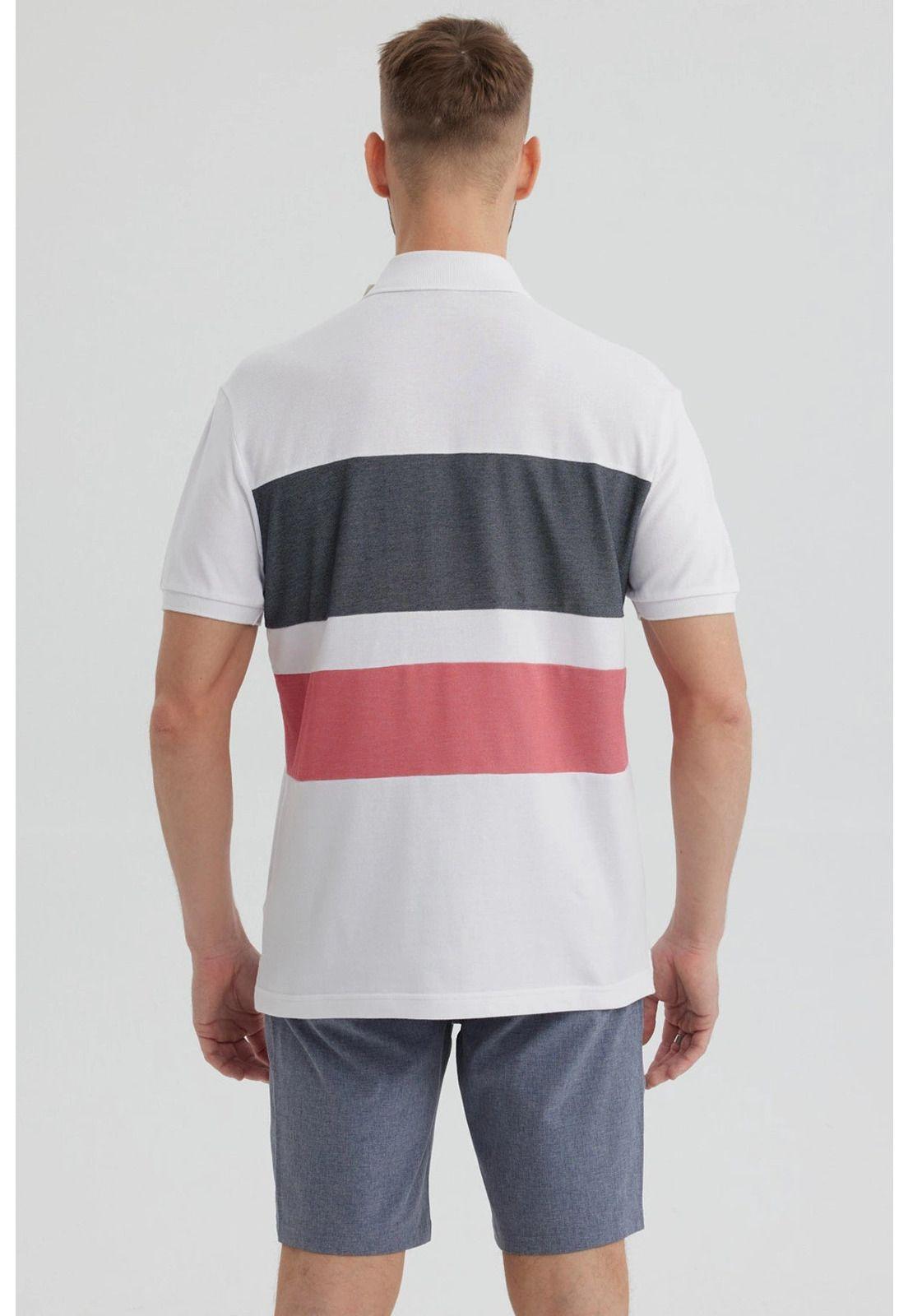 Polera Hombre Franjas Horizontales Rojo-2