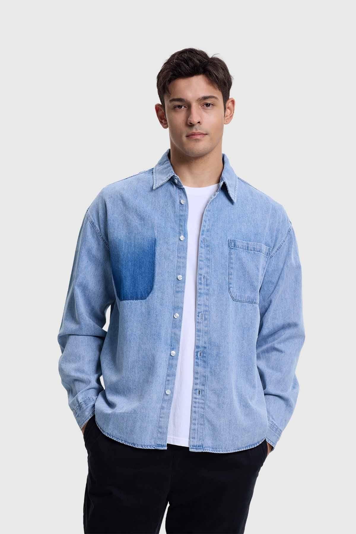 Camisa Hombre Sobrecamisa Denim Azul-0