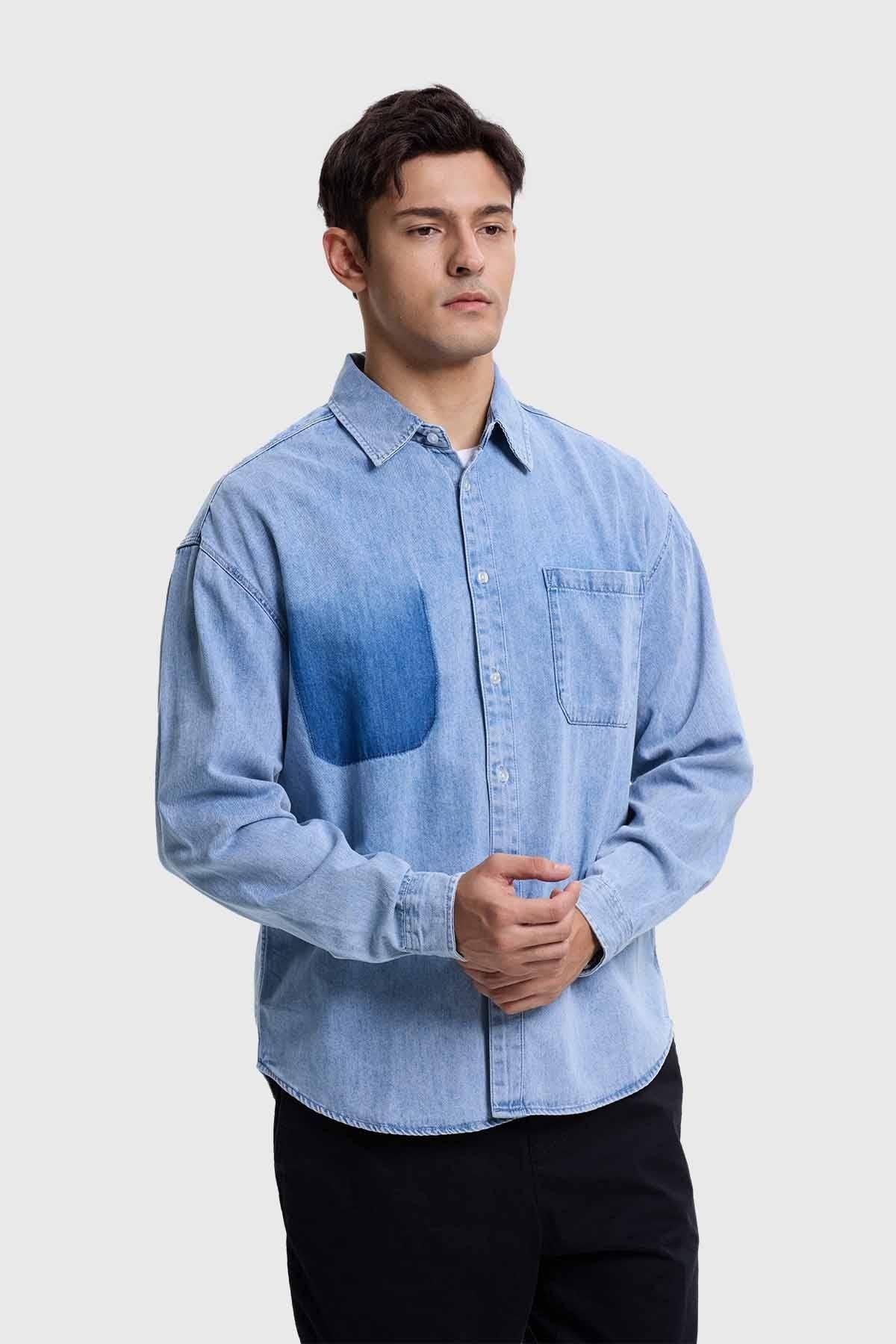 Camisa Hombre Sobrecamisa Denim Azul-1