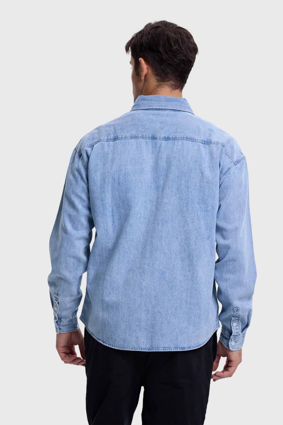 Camisa Hombre Sobrecamisa Denim Azul-2