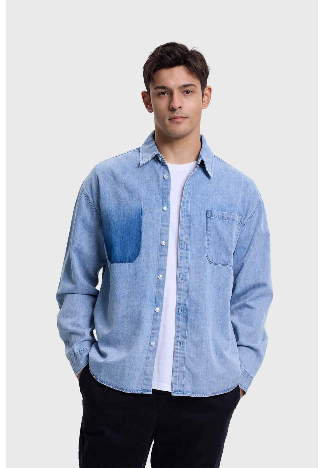 Camisa Hombre Sobre Camisa Denim Azul-0