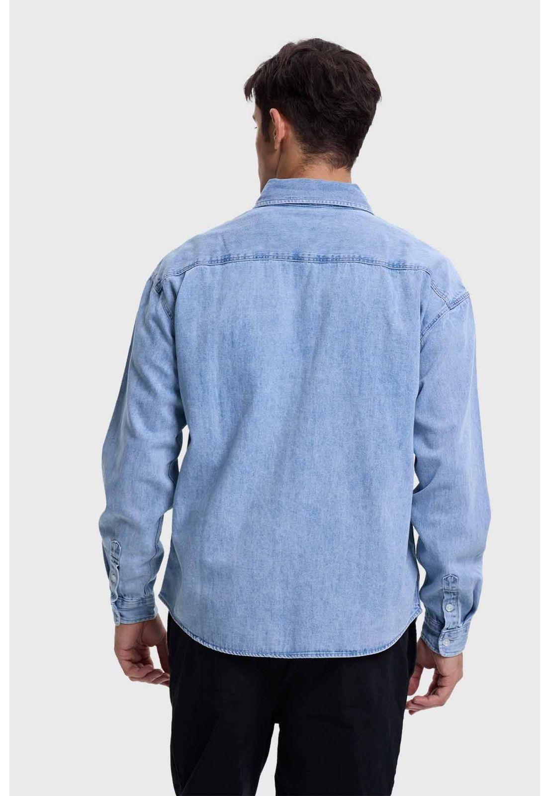 Camisa Hombre Sobre Camisa Denim Azul-2